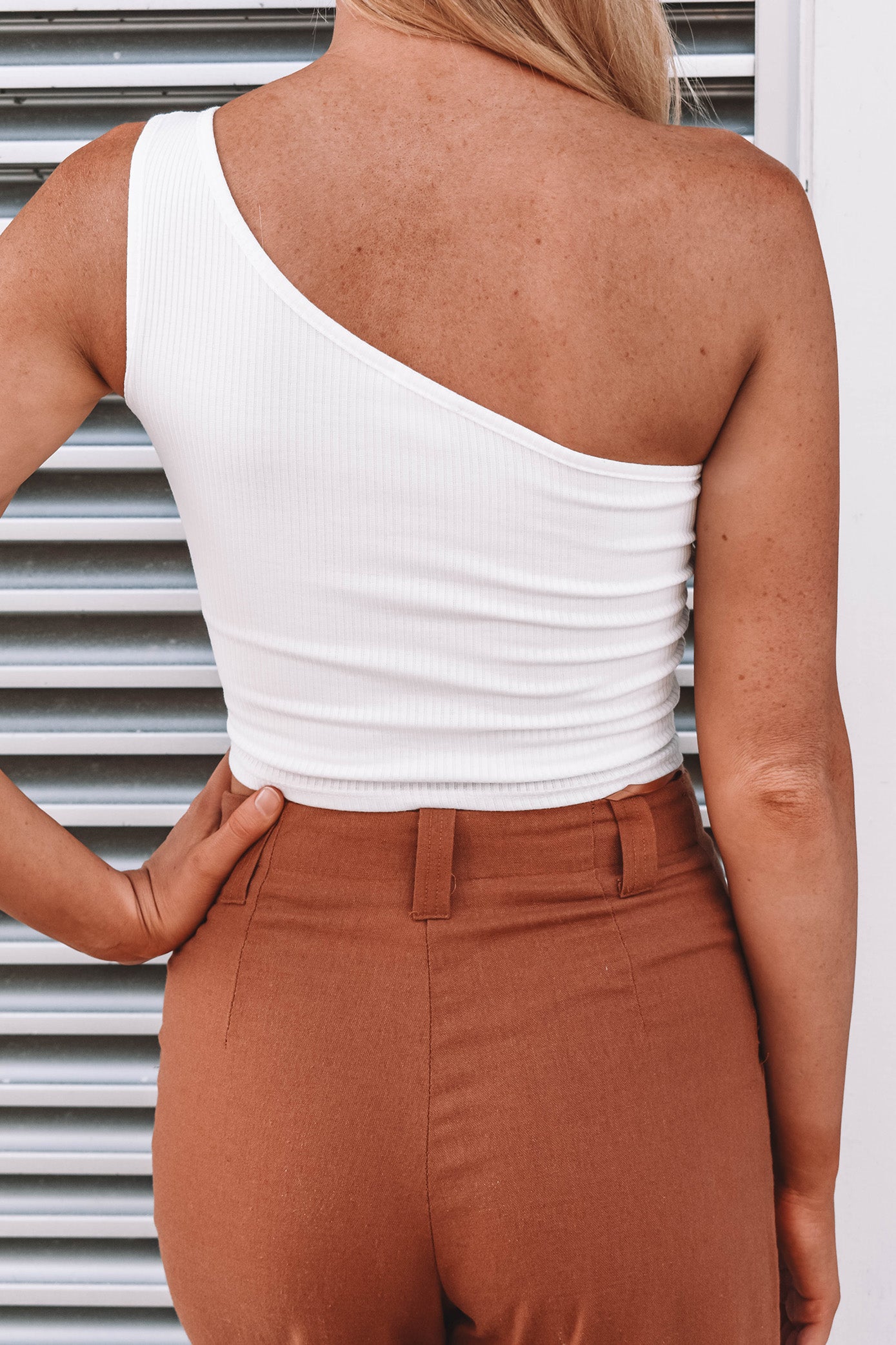 Davis One Shoulder Top - WHITE