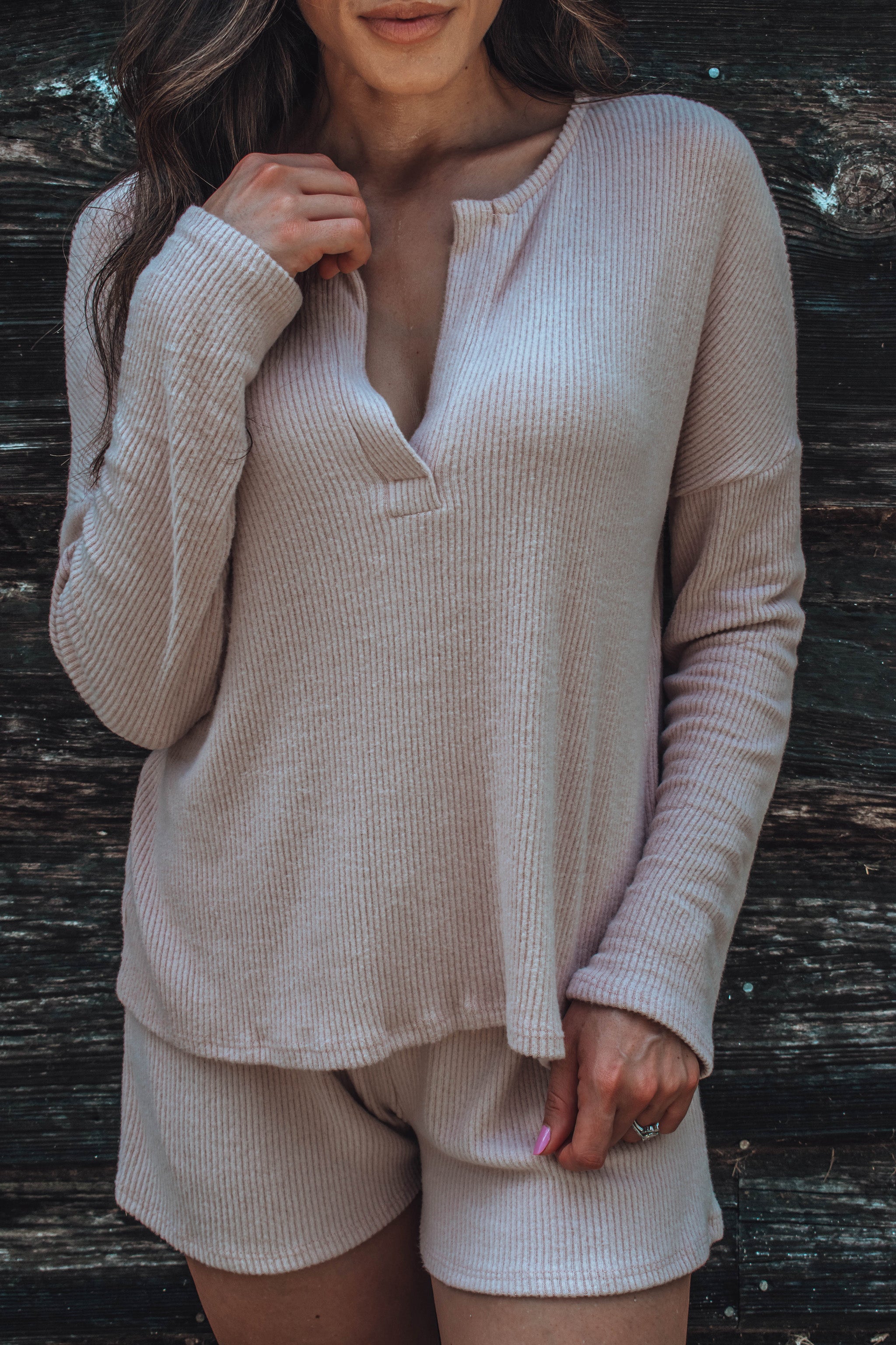 Georgie Ribbed Top - Dusty Rose