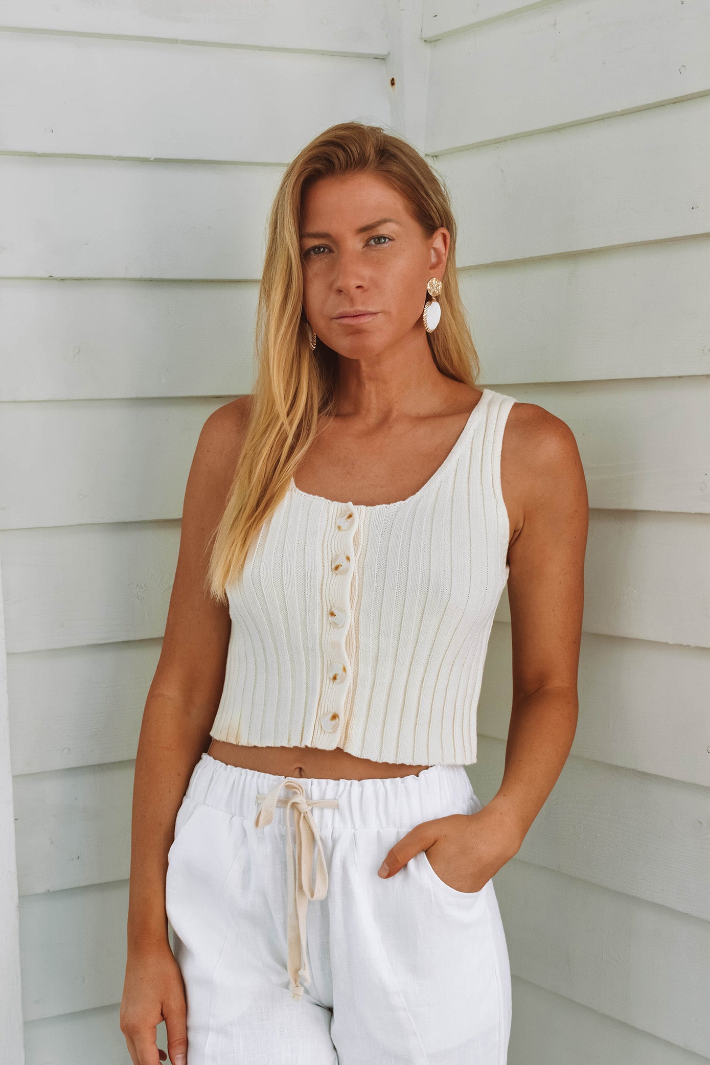 Soleil Button Down Tank