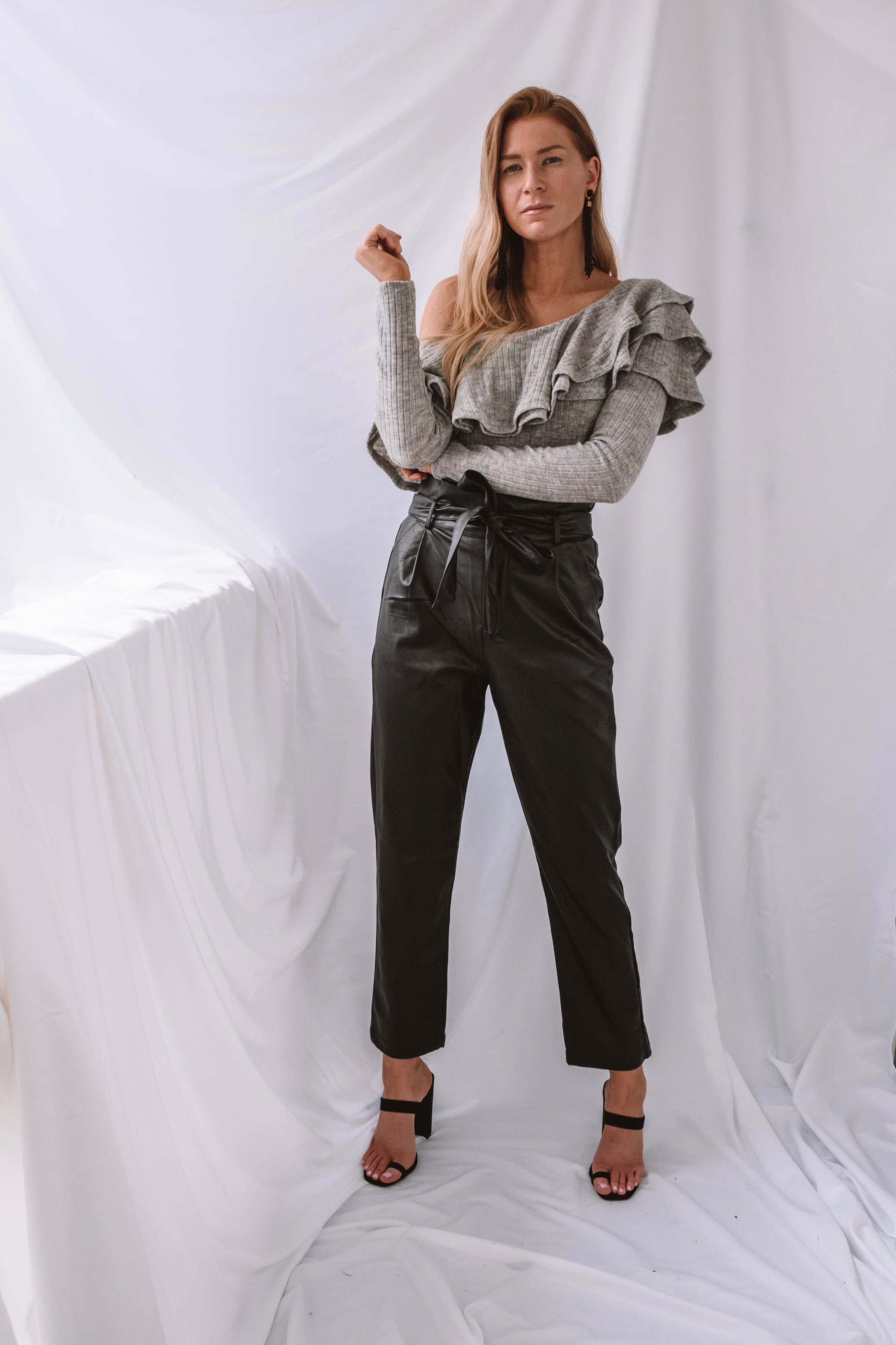 Estelle Faux Leather Paper Bag Waist Trouser