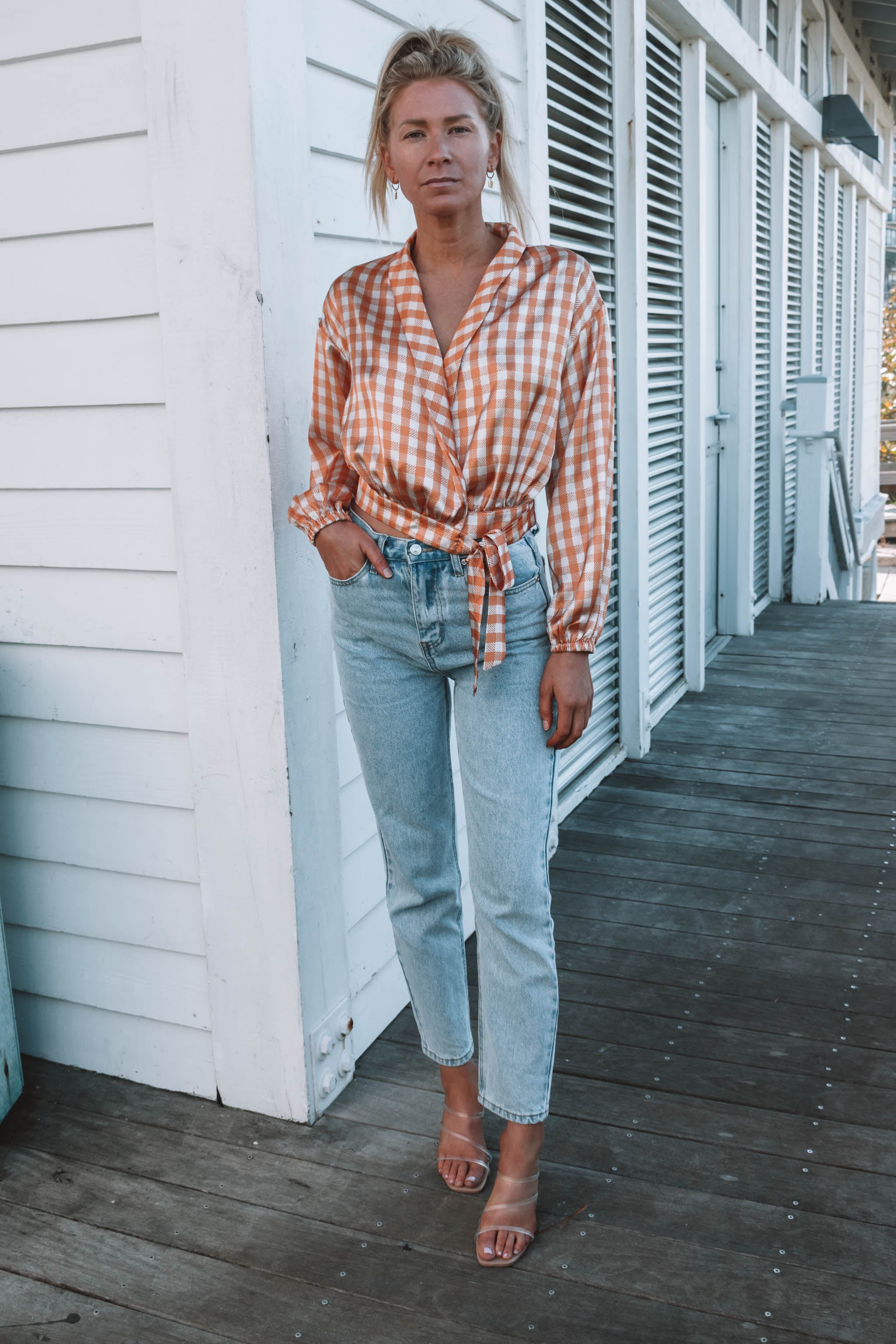 Nevado Plaid Wrap Top