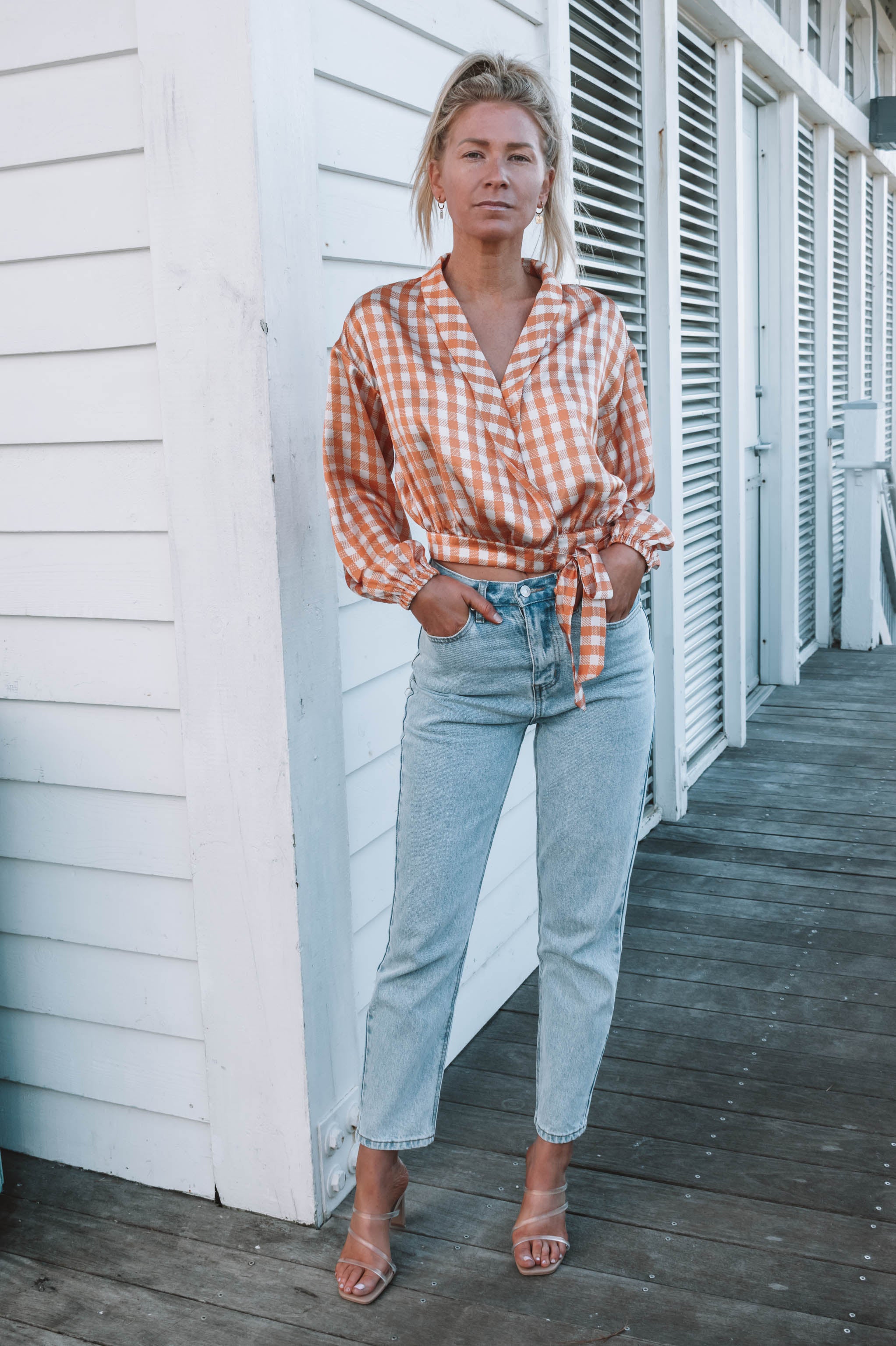 Nevado Plaid Wrap Top