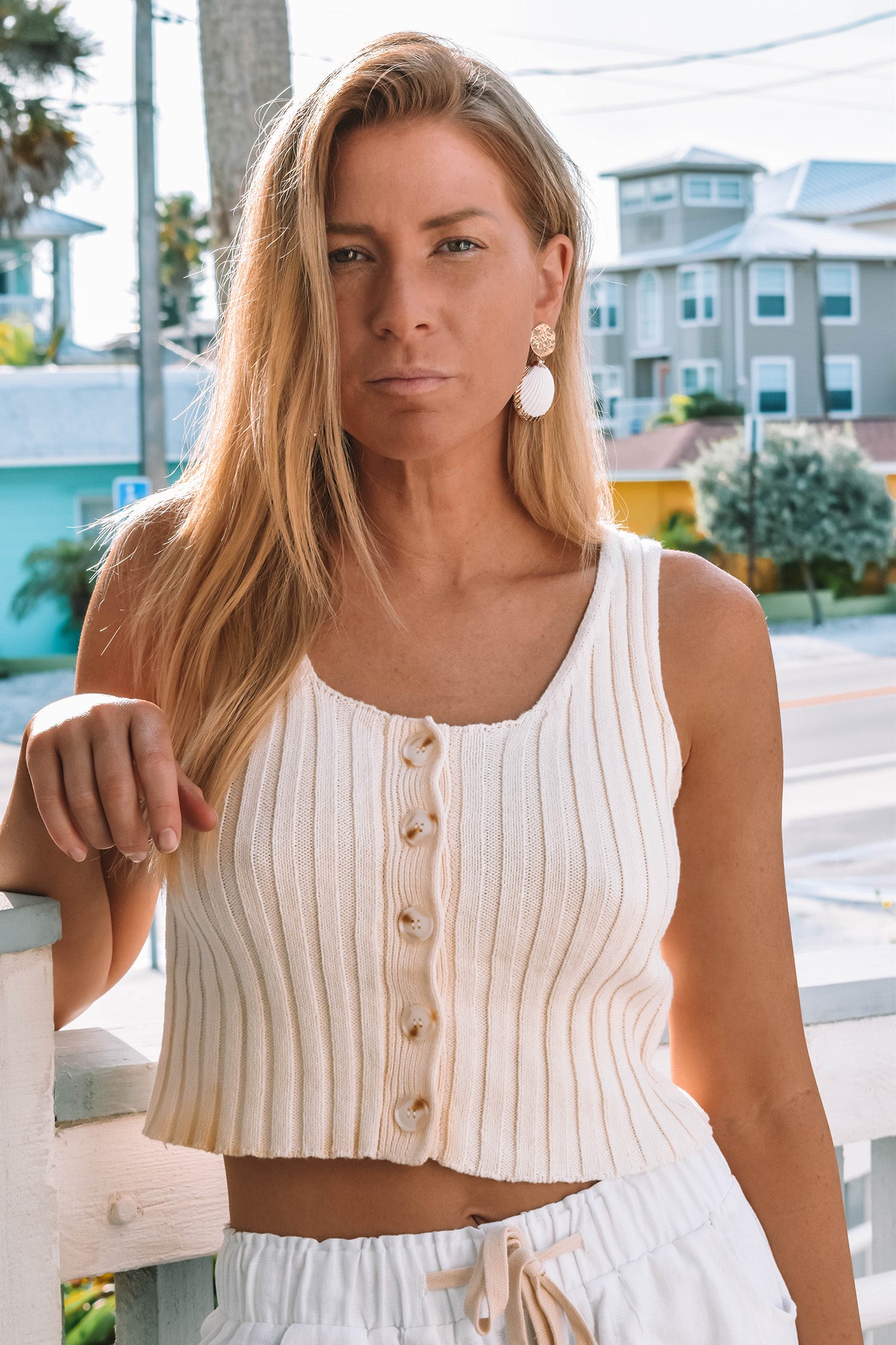 Soleil Button Down Tank