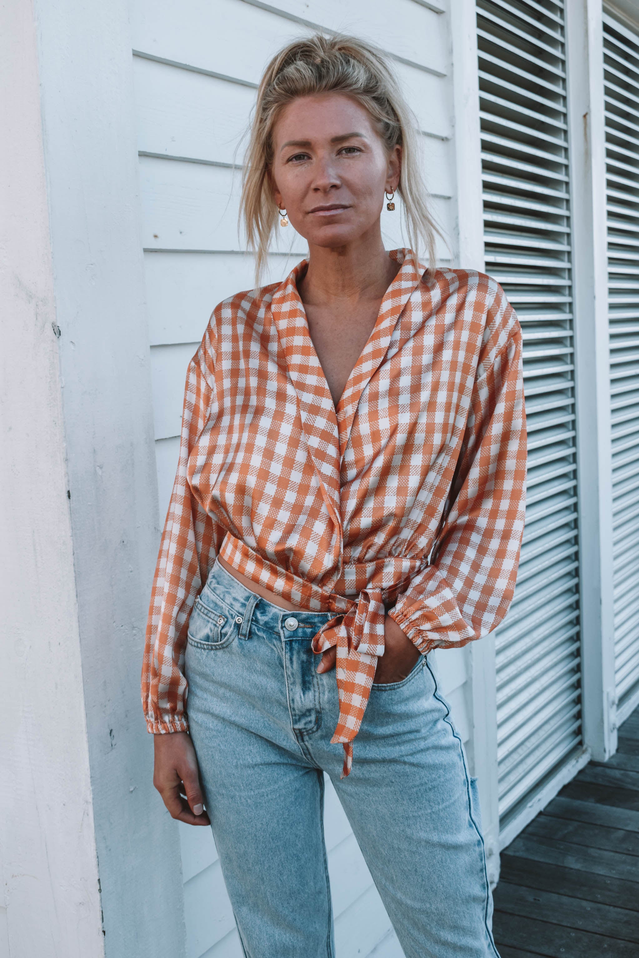 Nevado Plaid Wrap Top