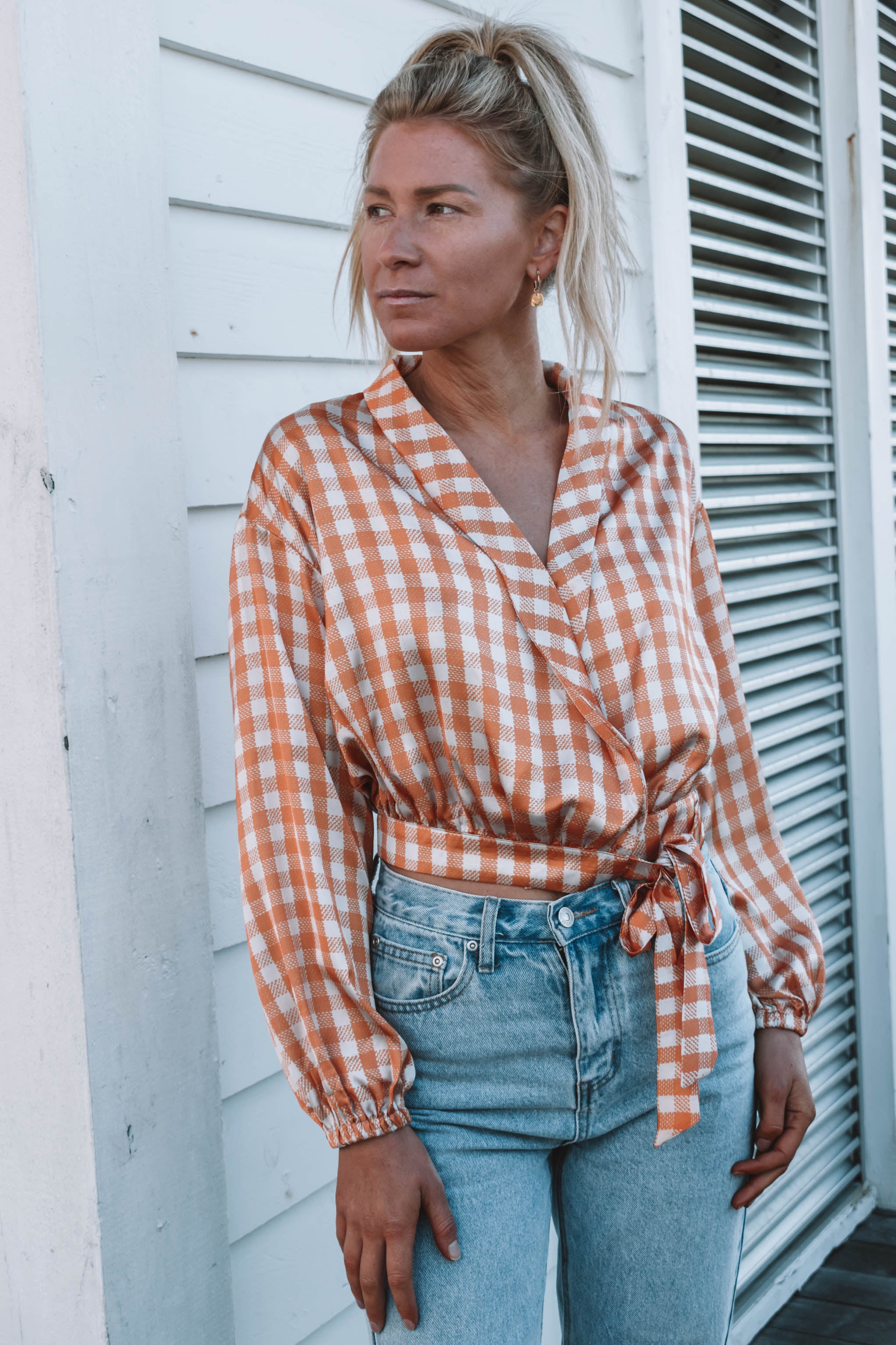Nevado Plaid Wrap Top