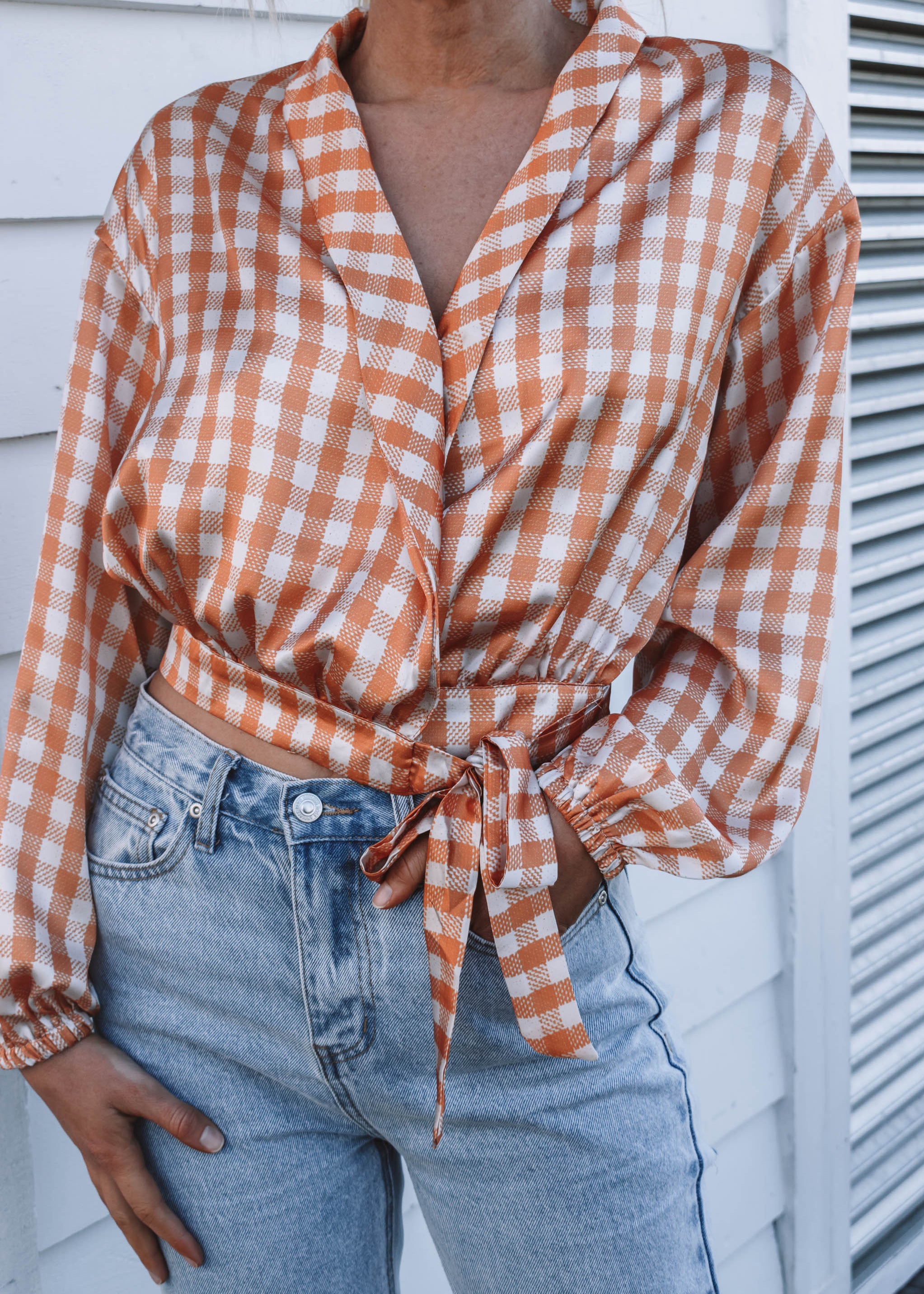 Nevado Plaid Wrap Top