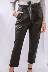 Estelle Faux Leather Paper Bag Waist Trouser
