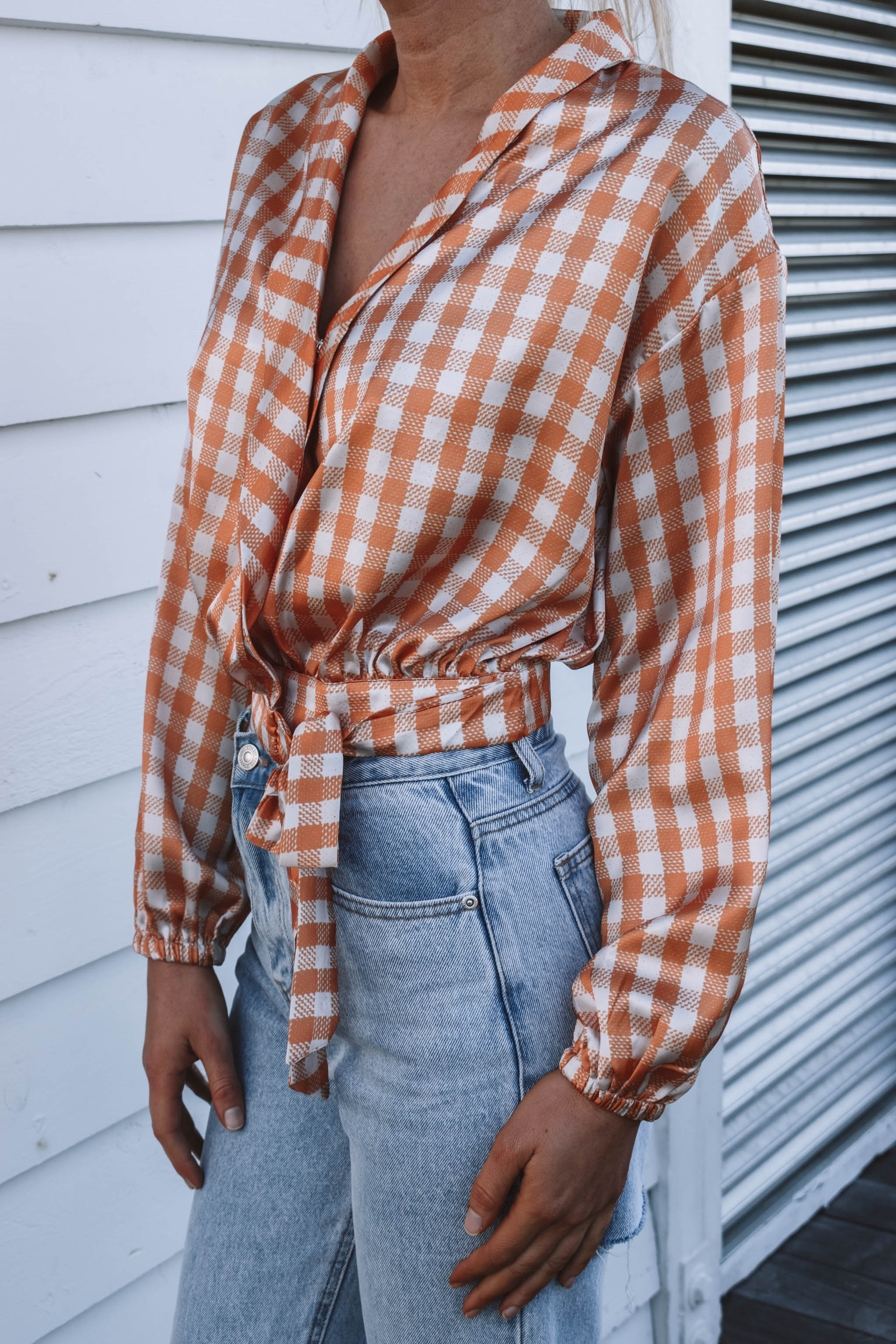 Nevado Plaid Wrap Top