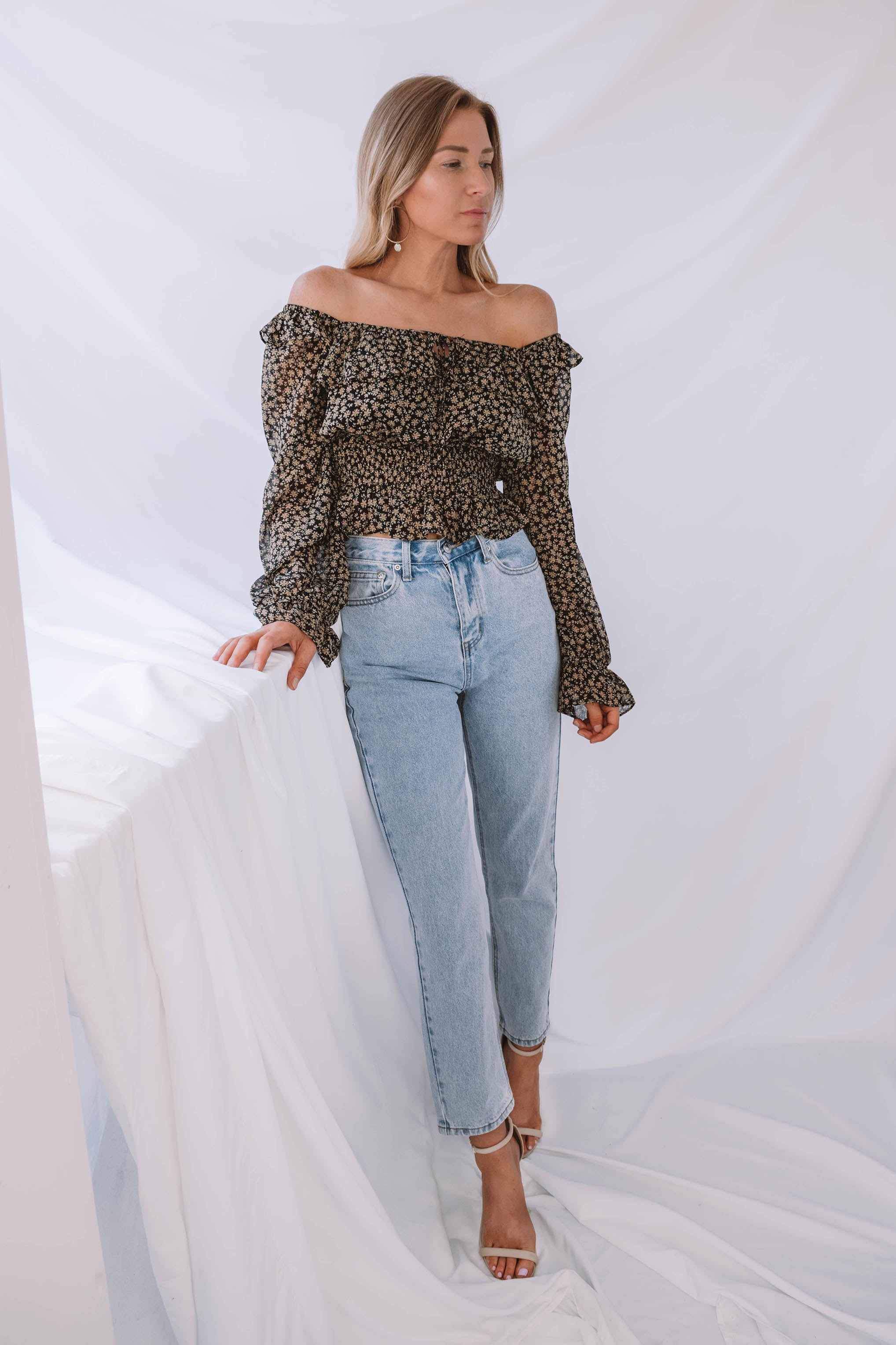 Rosemary Floral Square Neck Ruffle Blouse