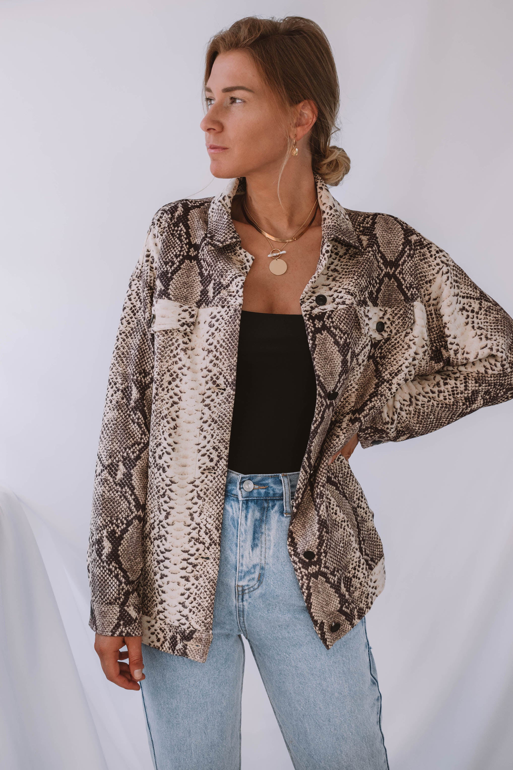 Parsons Snake Print Shacket