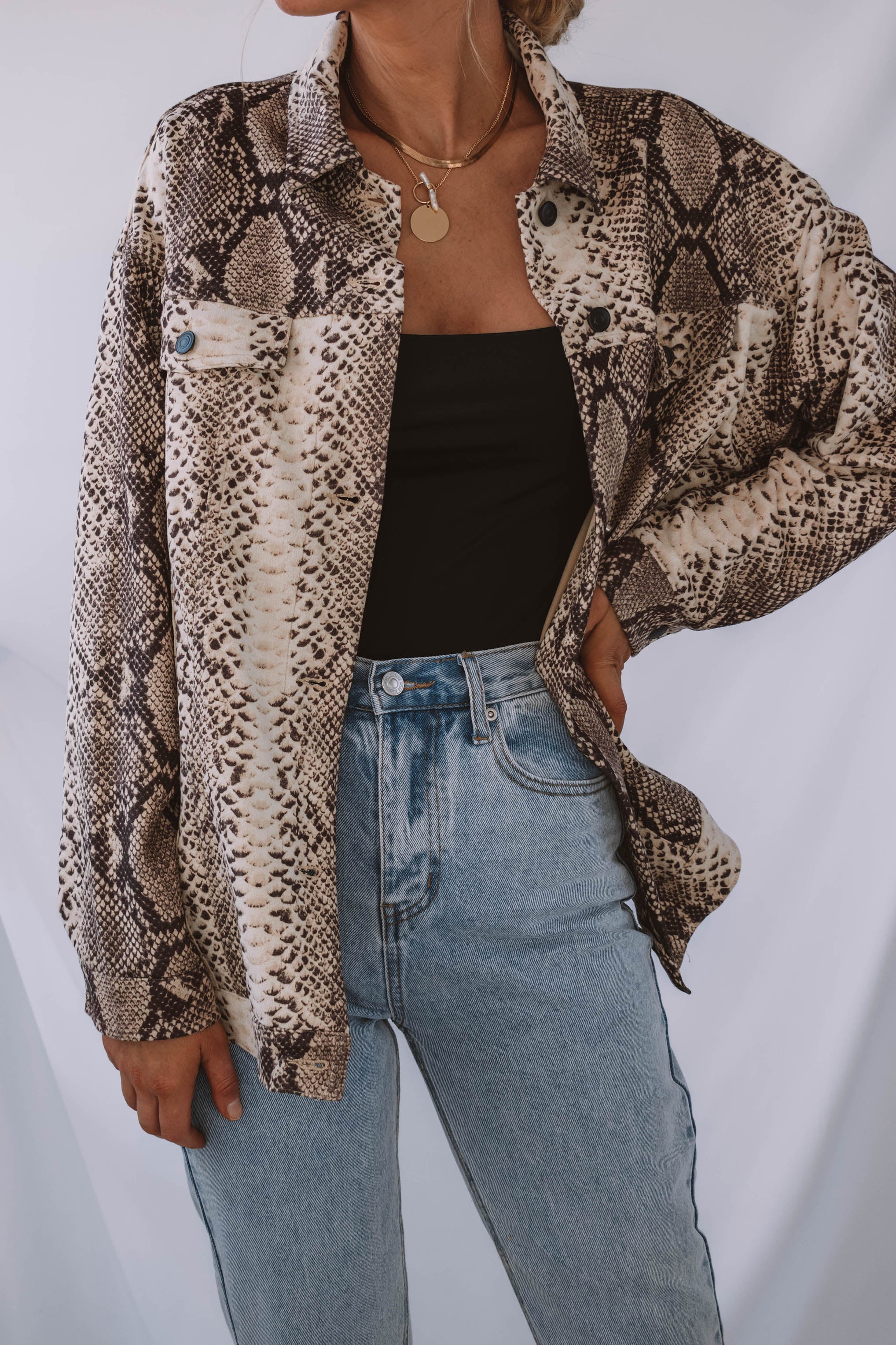 Parsons Snake Print Shacket