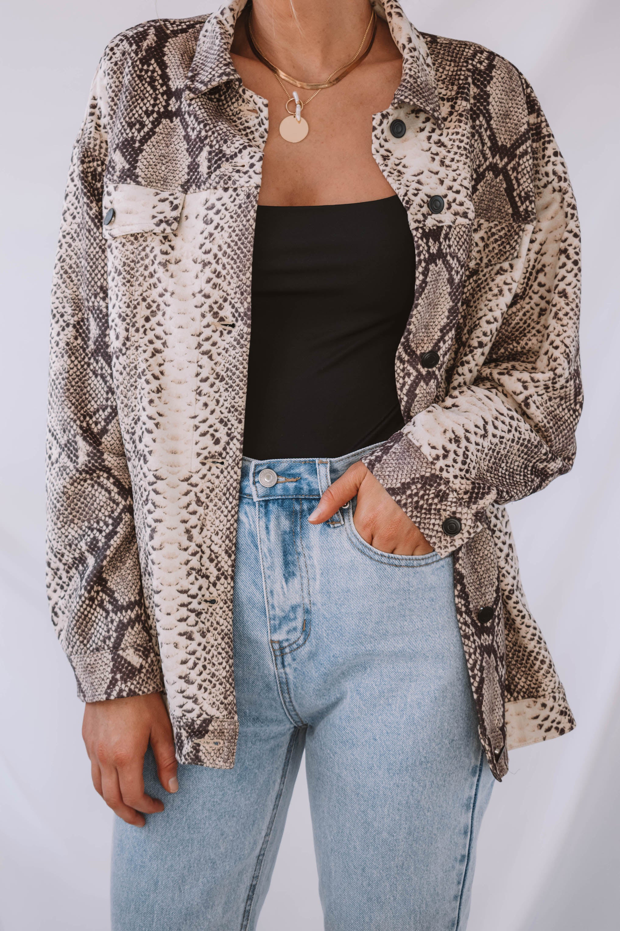 Parsons Snake Print Shacket