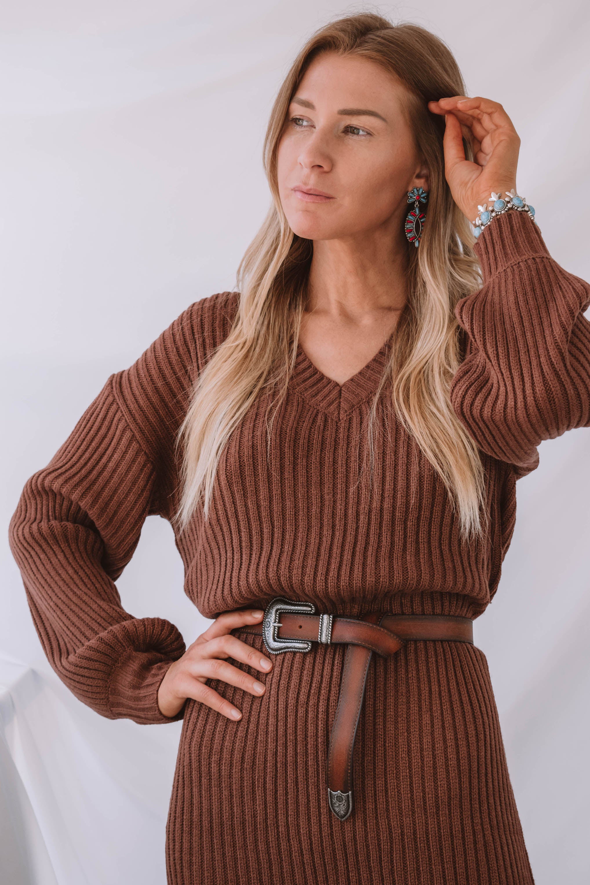 Gardiner V Neck Sweater Dress