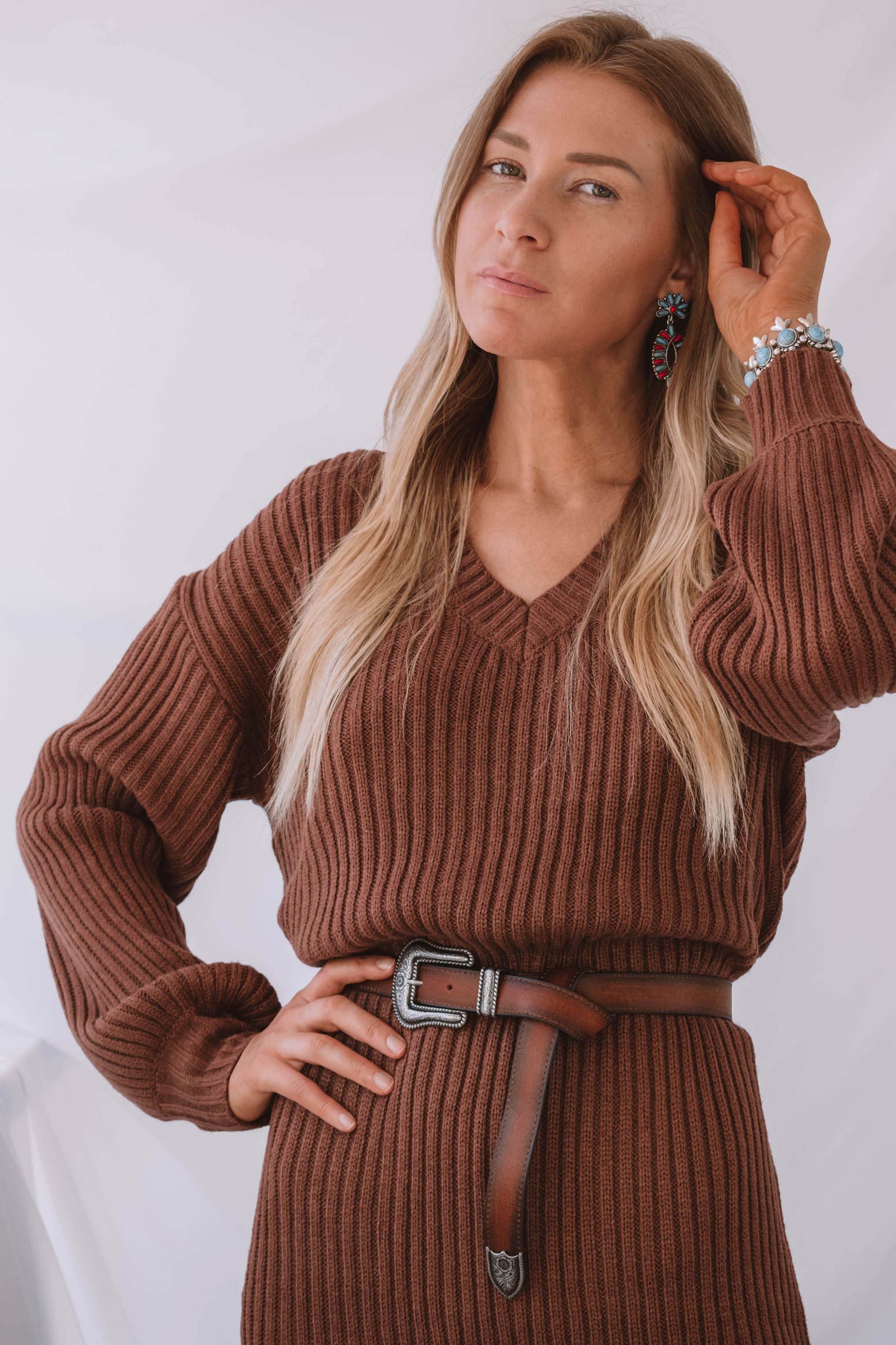 Gardiner V Neck Sweater Dress