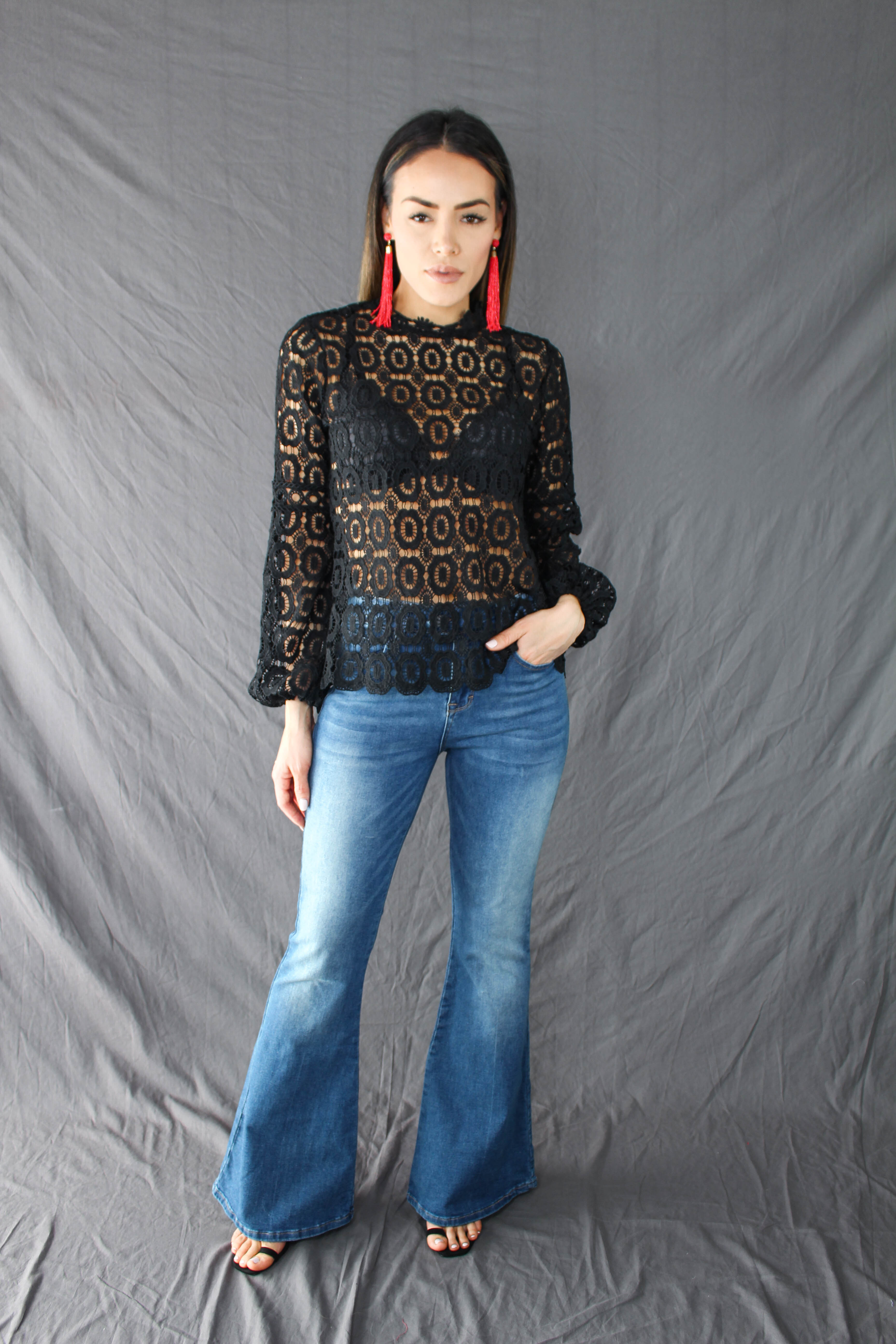 Hadley Lace Top - BLACK
