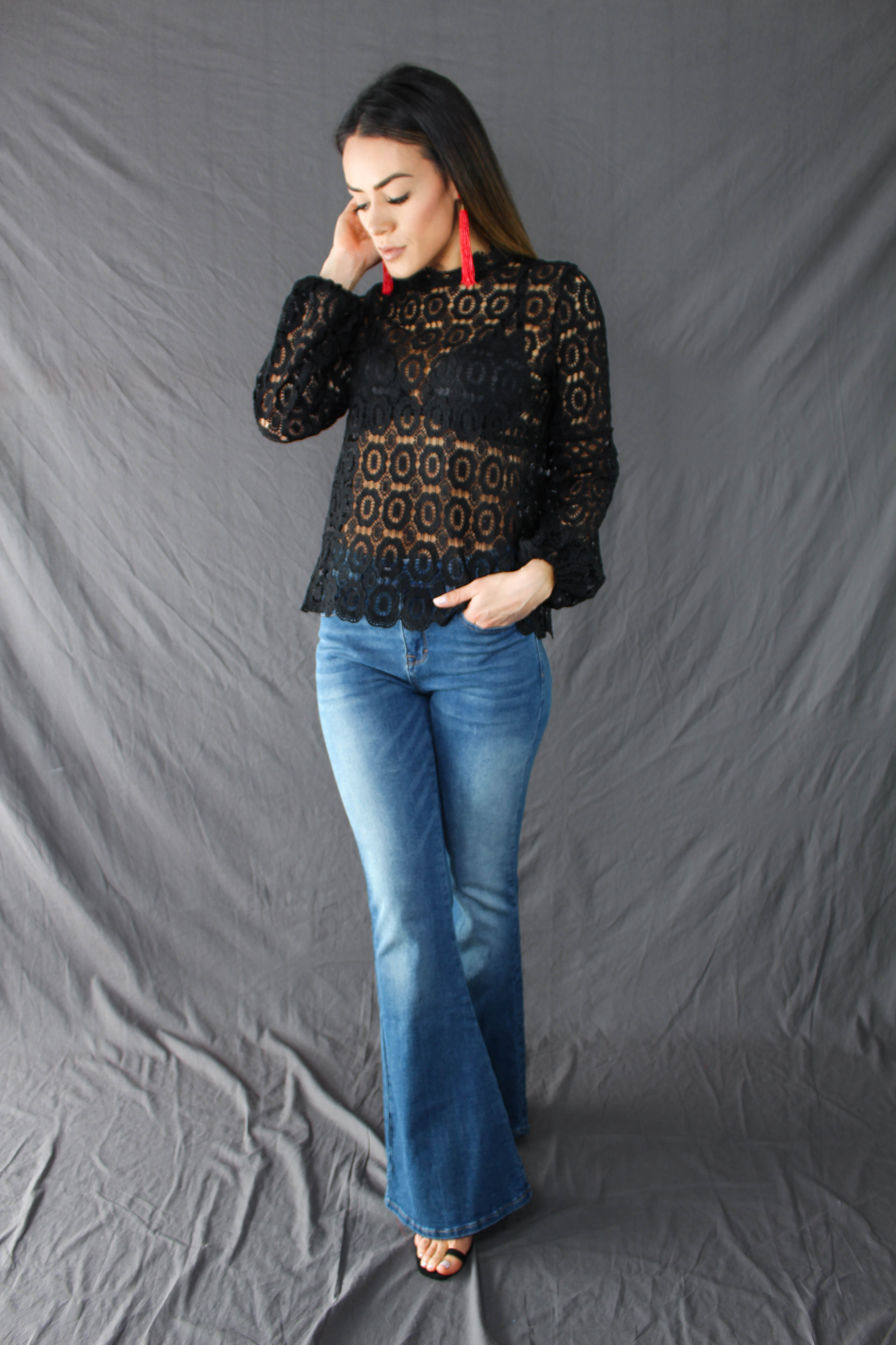 Hadley Lace Top - BLACK