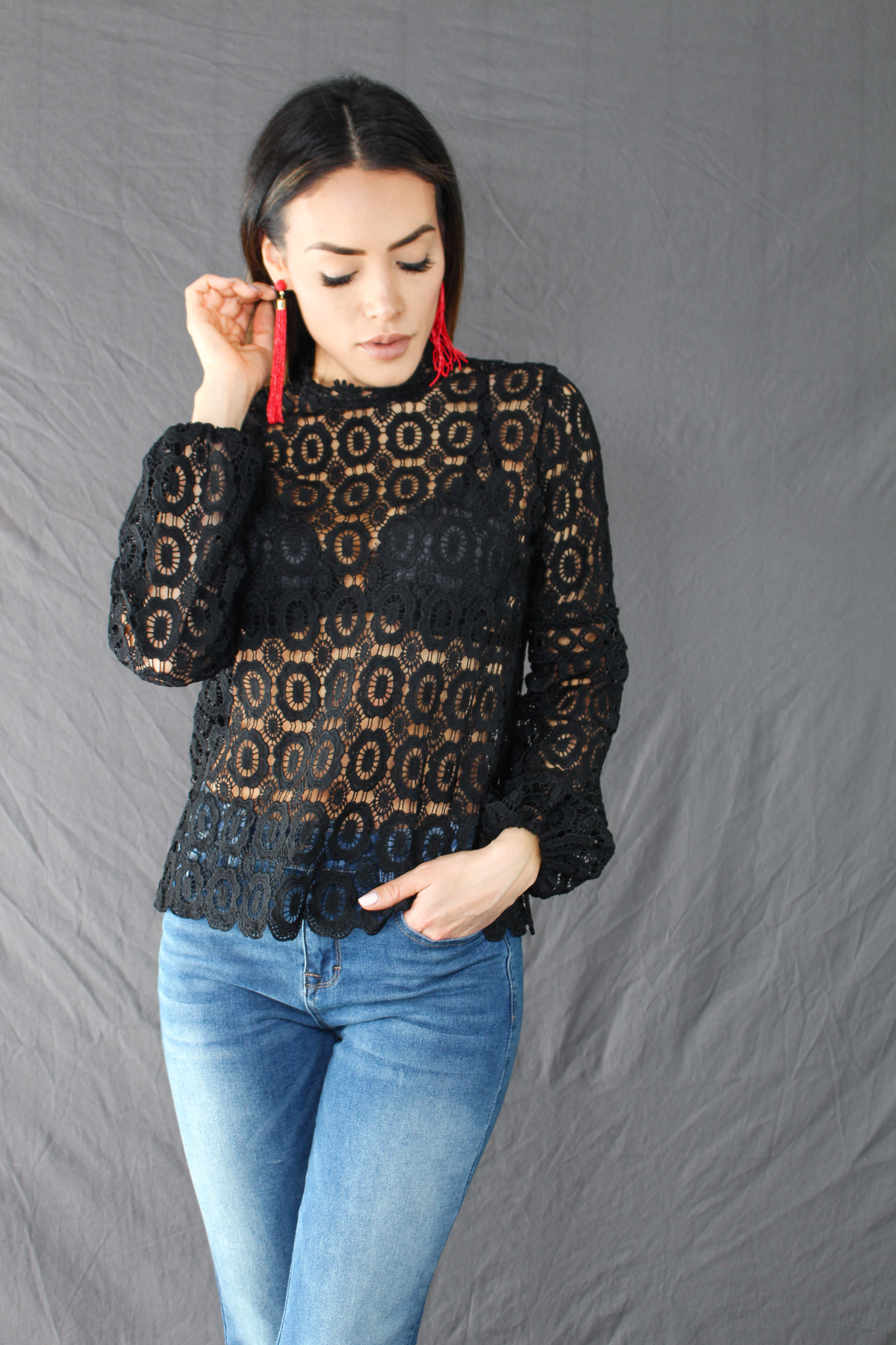 Hadley Lace Top - BLACK