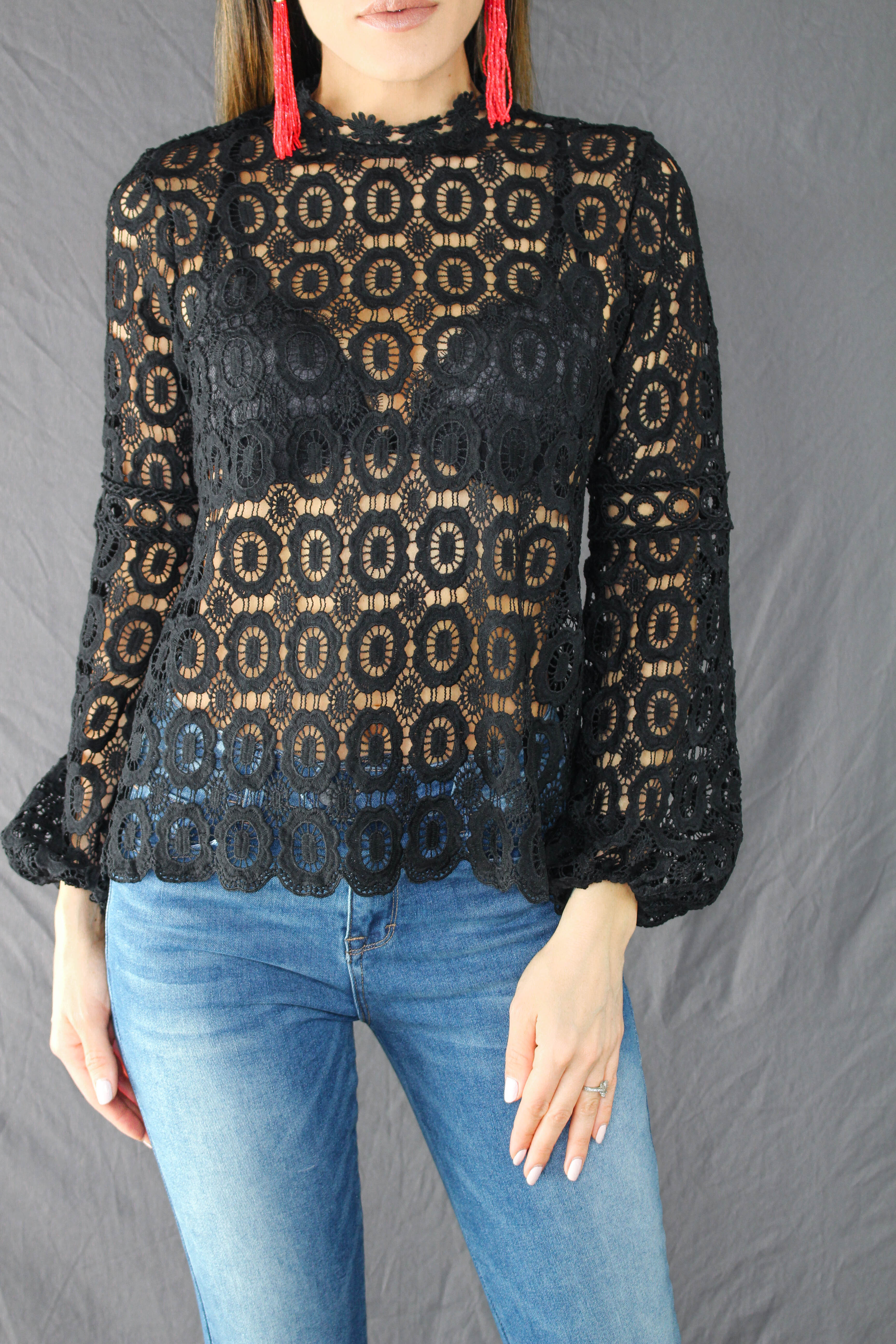 Hadley Lace Top - BLACK
