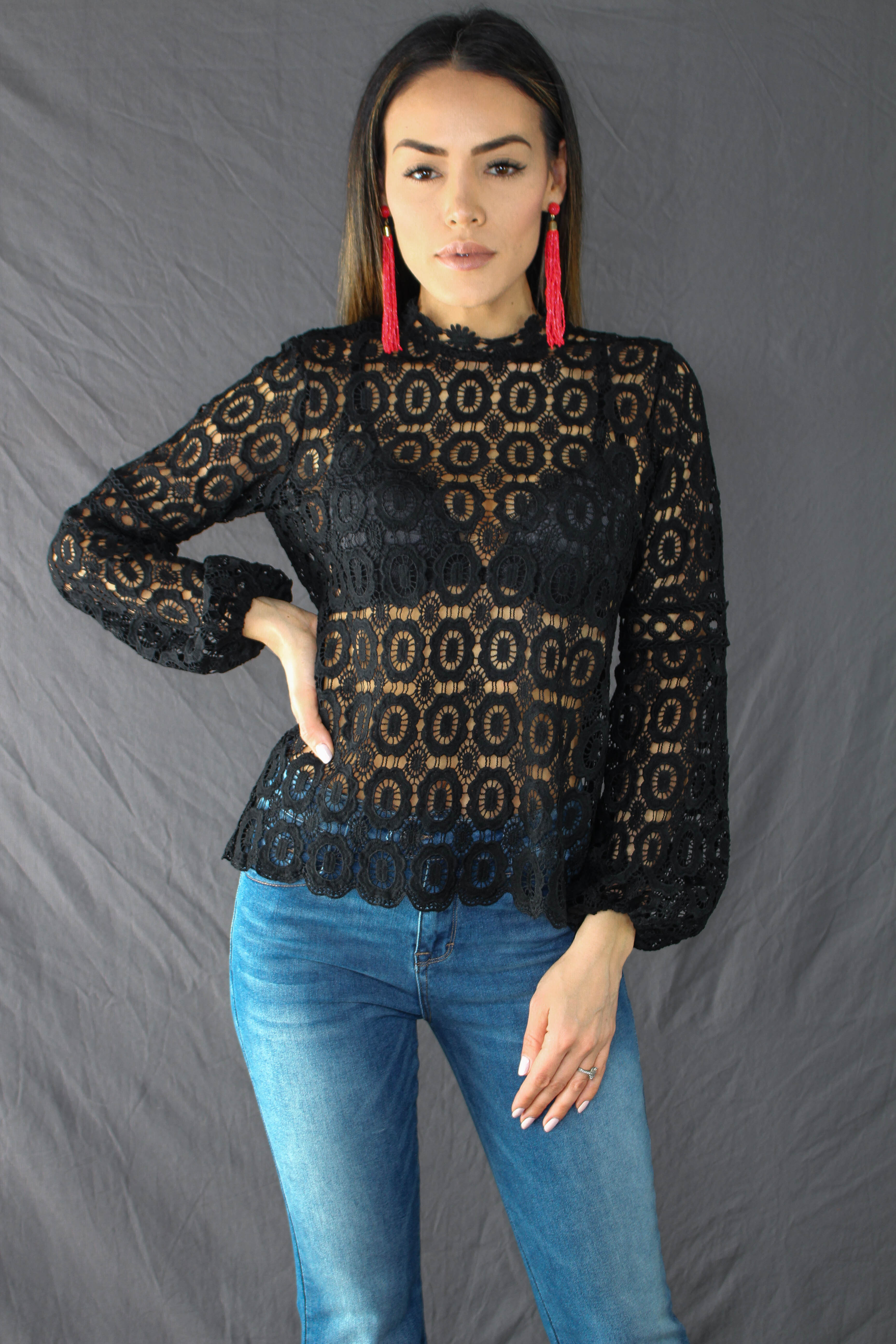 Hadley Lace Top - BLACK