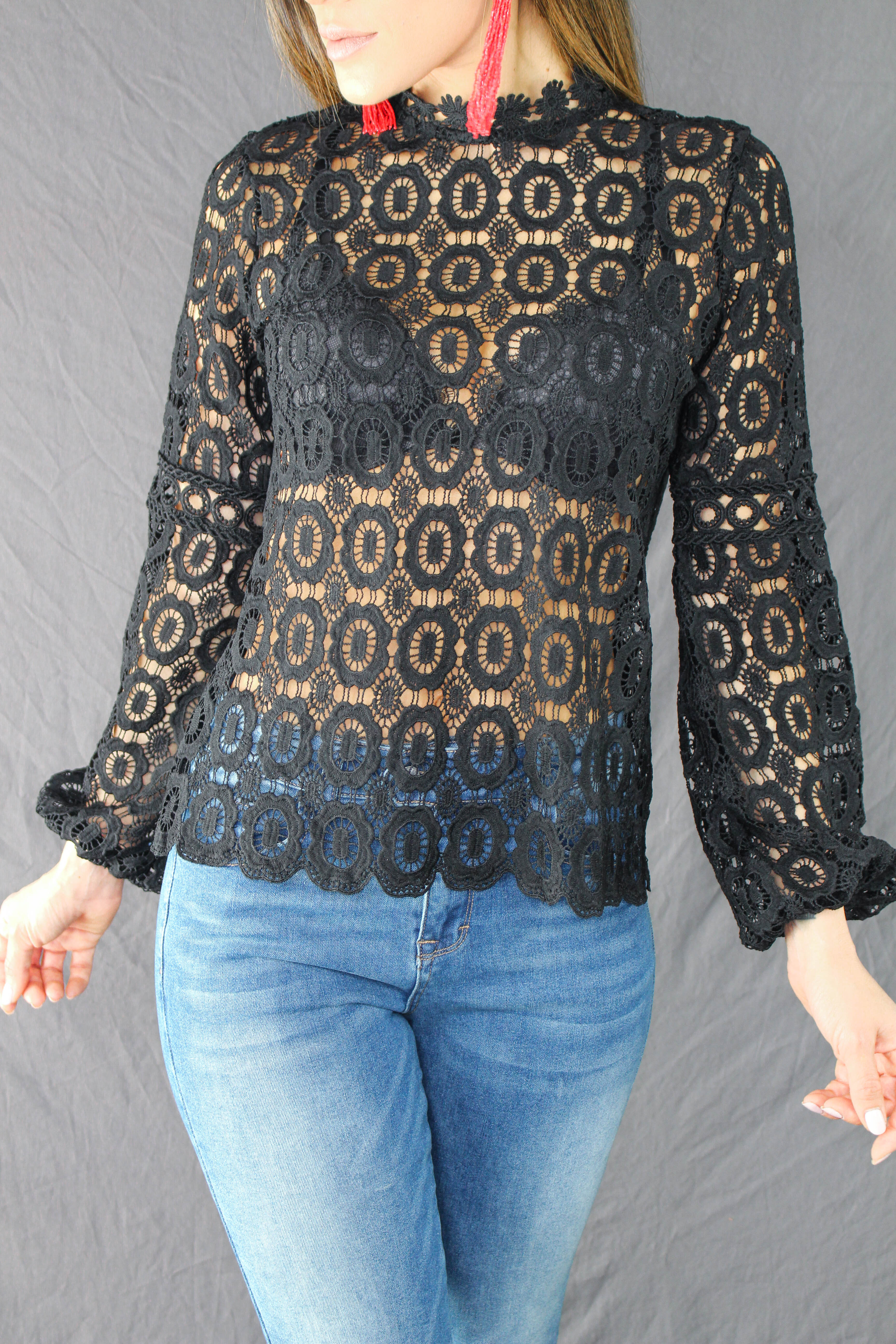 Hadley Lace Top - BLACK
