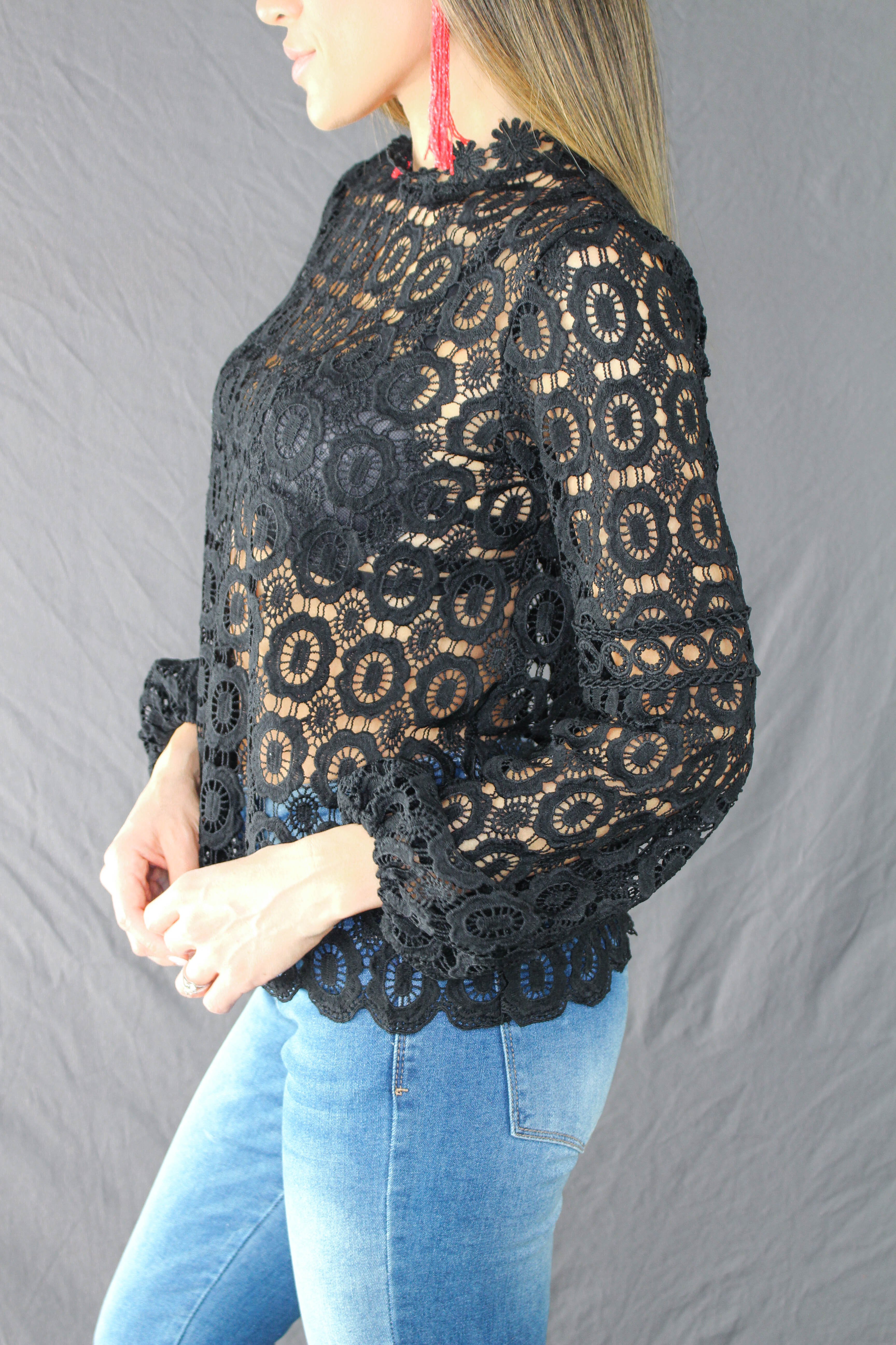 Hadley Lace Top - BLACK
