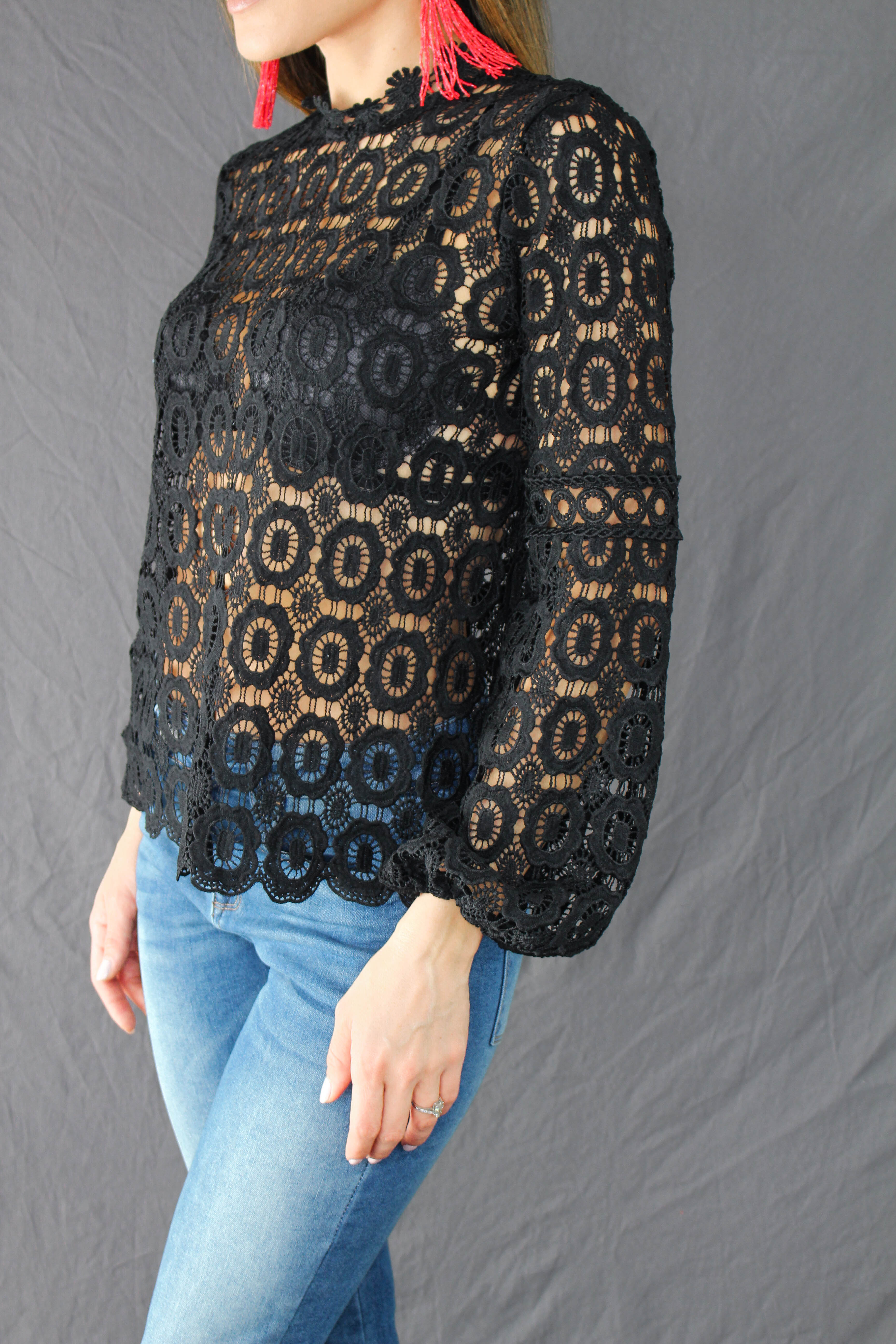 Hadley Lace Top - BLACK