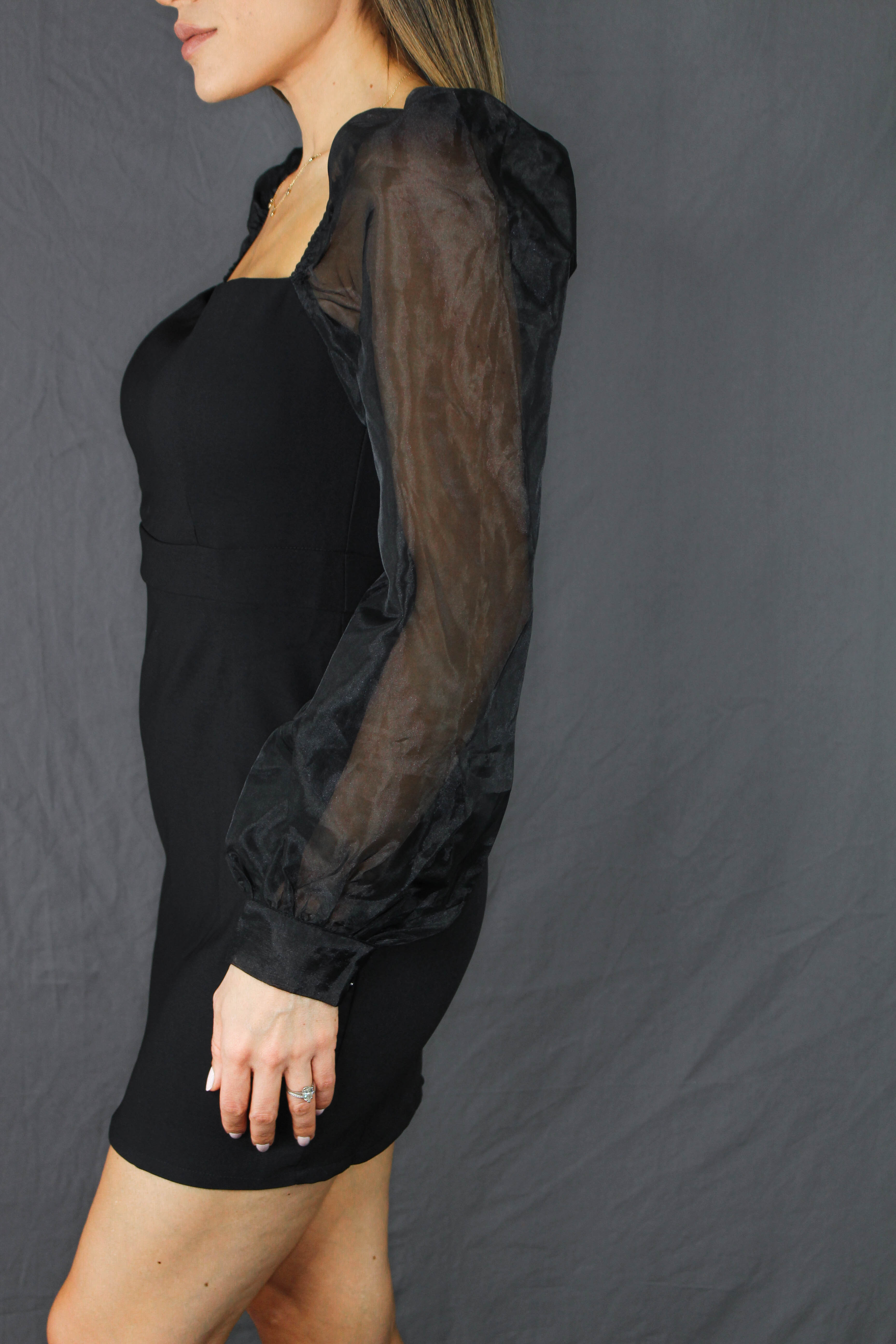 Bell Square Neck Mini Dress