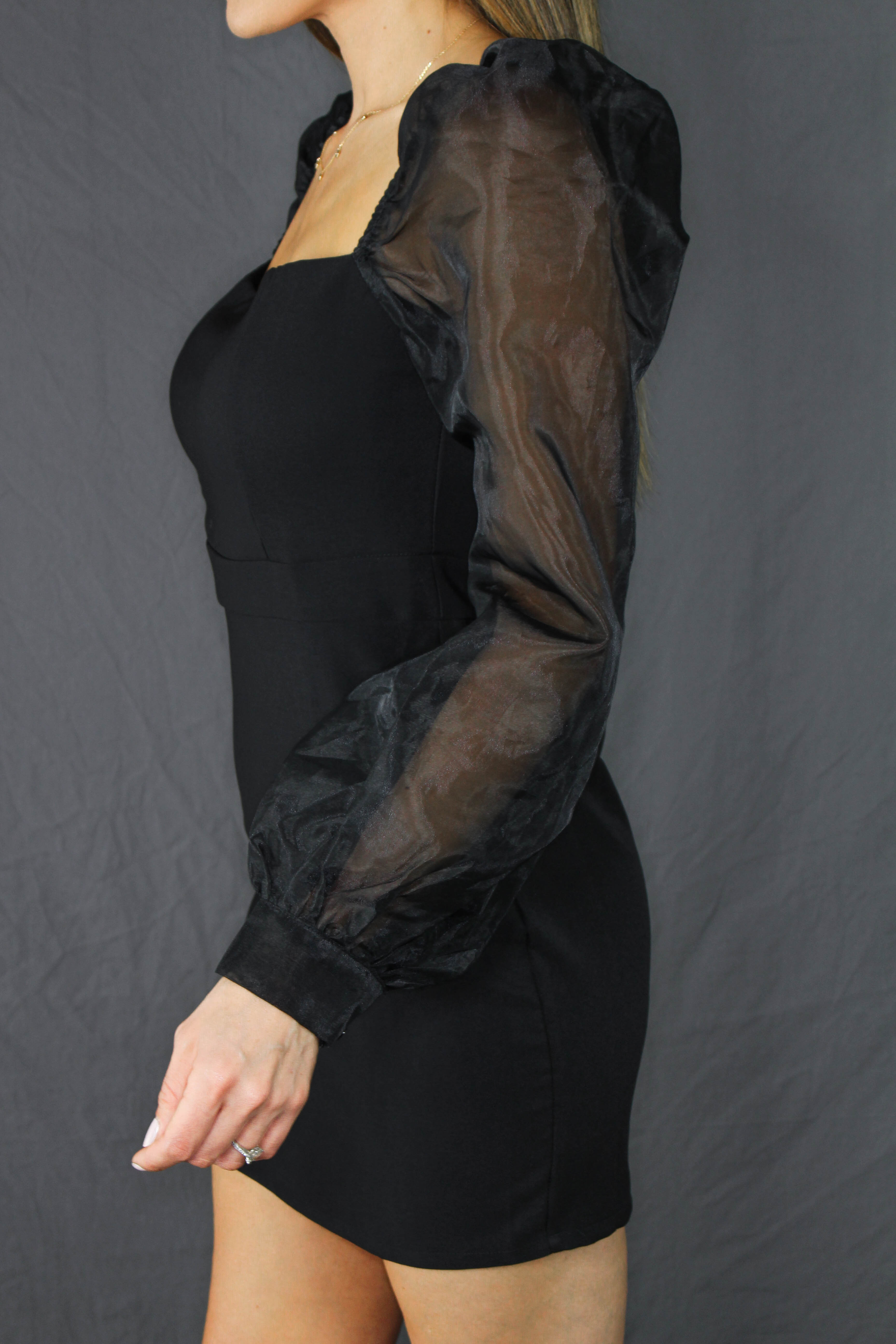 Bell Square Neck Mini Dress