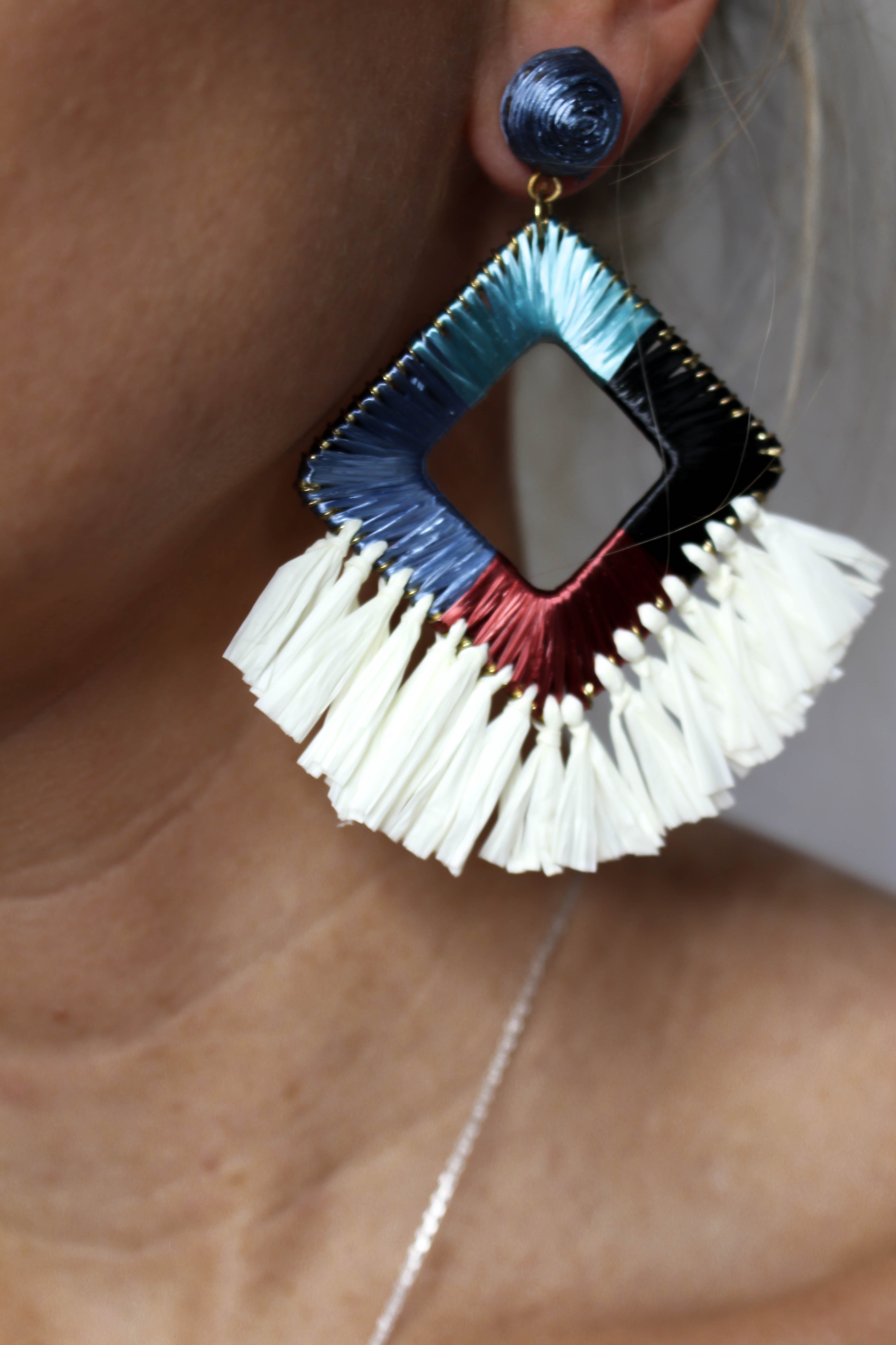 Multicolor Raffia Earring