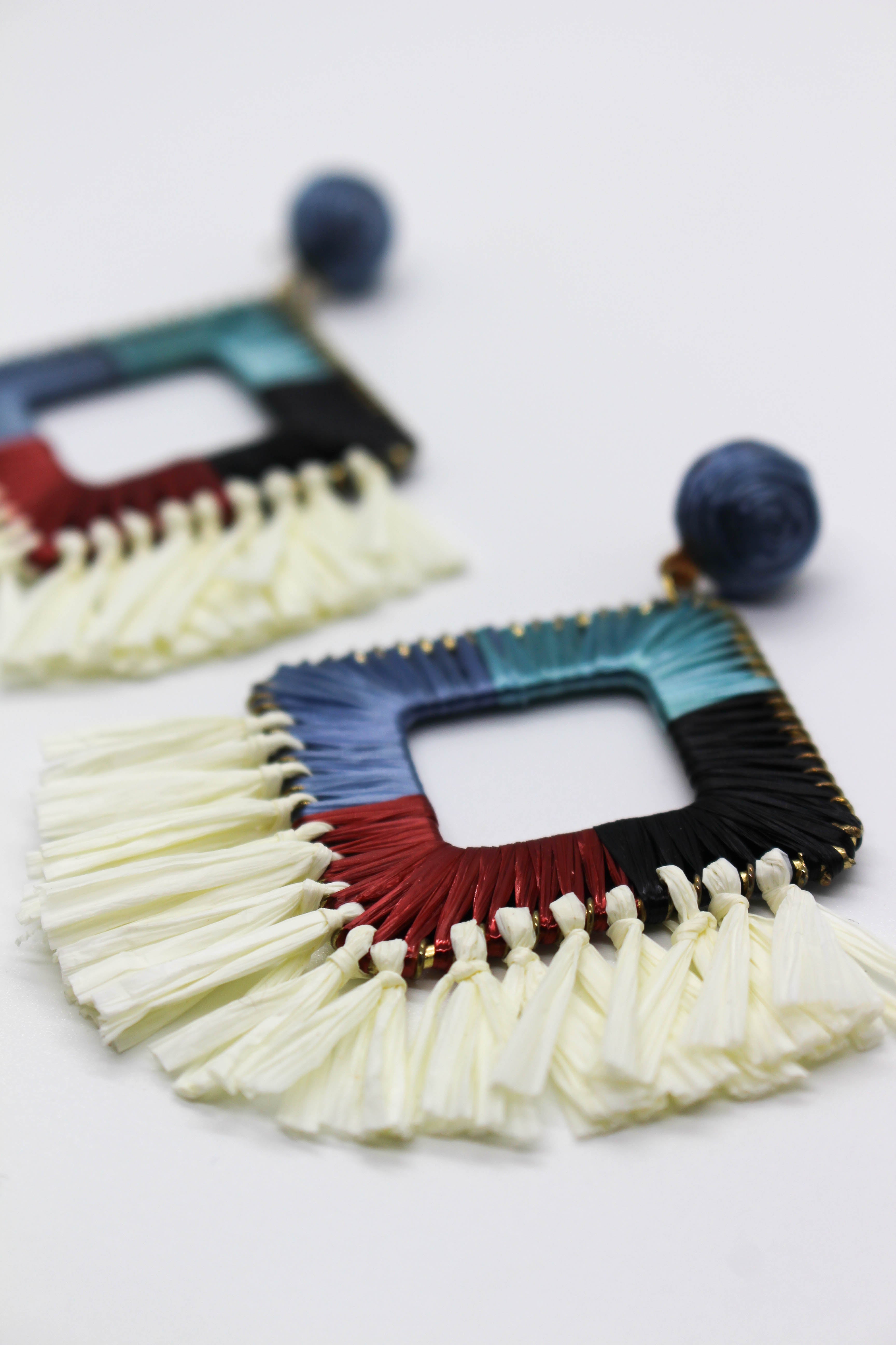 Multicolor Raffia Earring