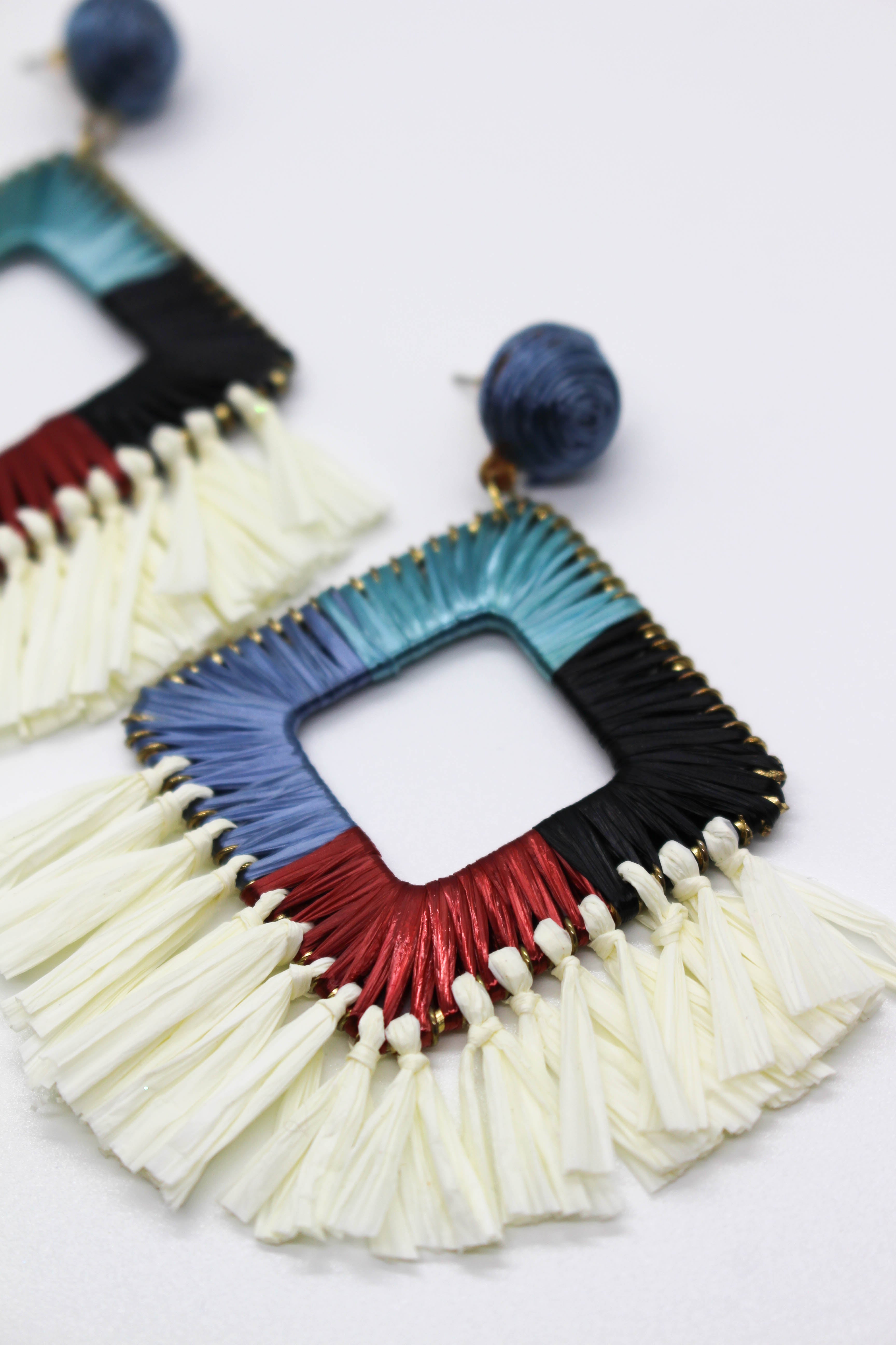 Multicolor Raffia Earring