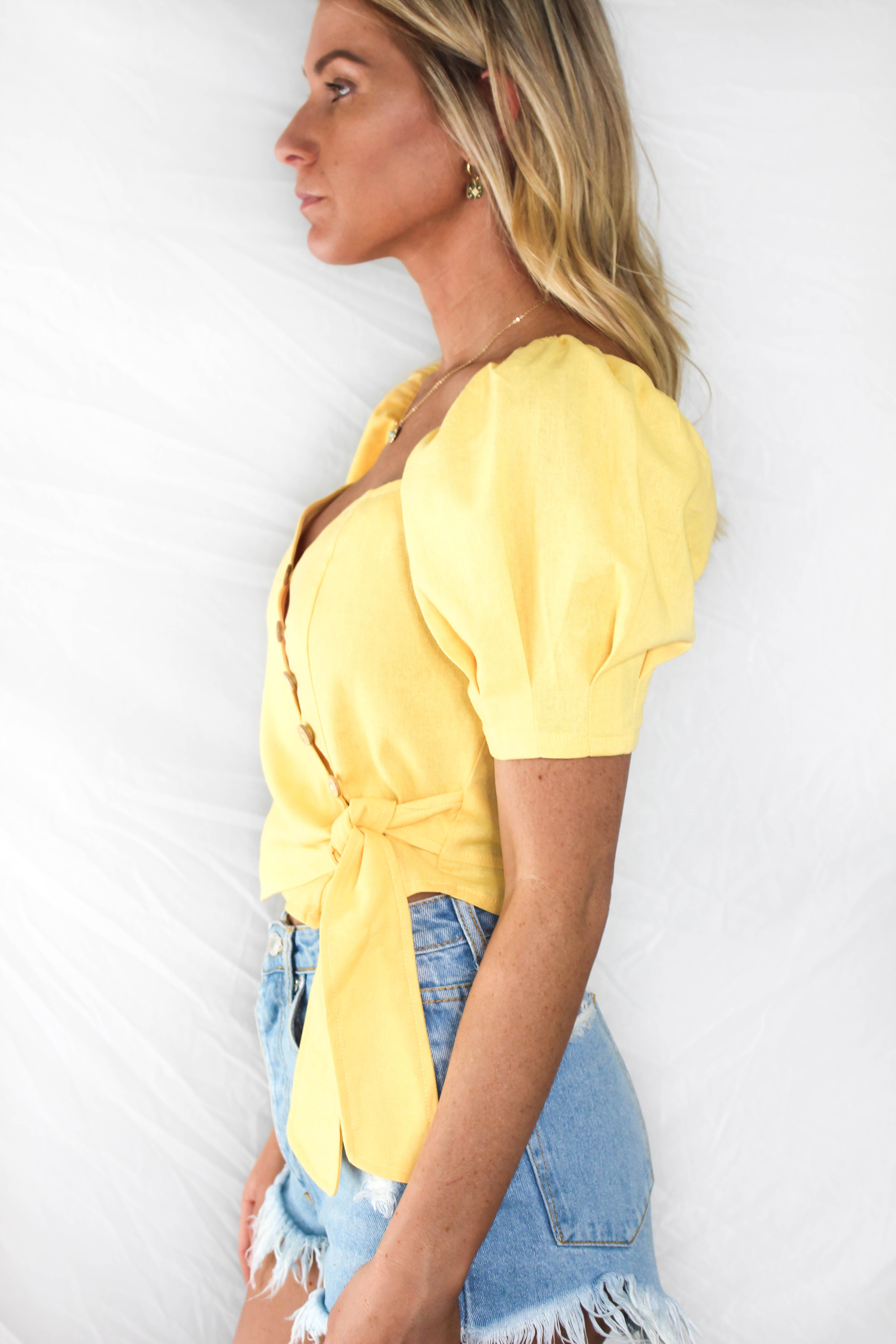 Thira Puff Sleeve Wrap Top