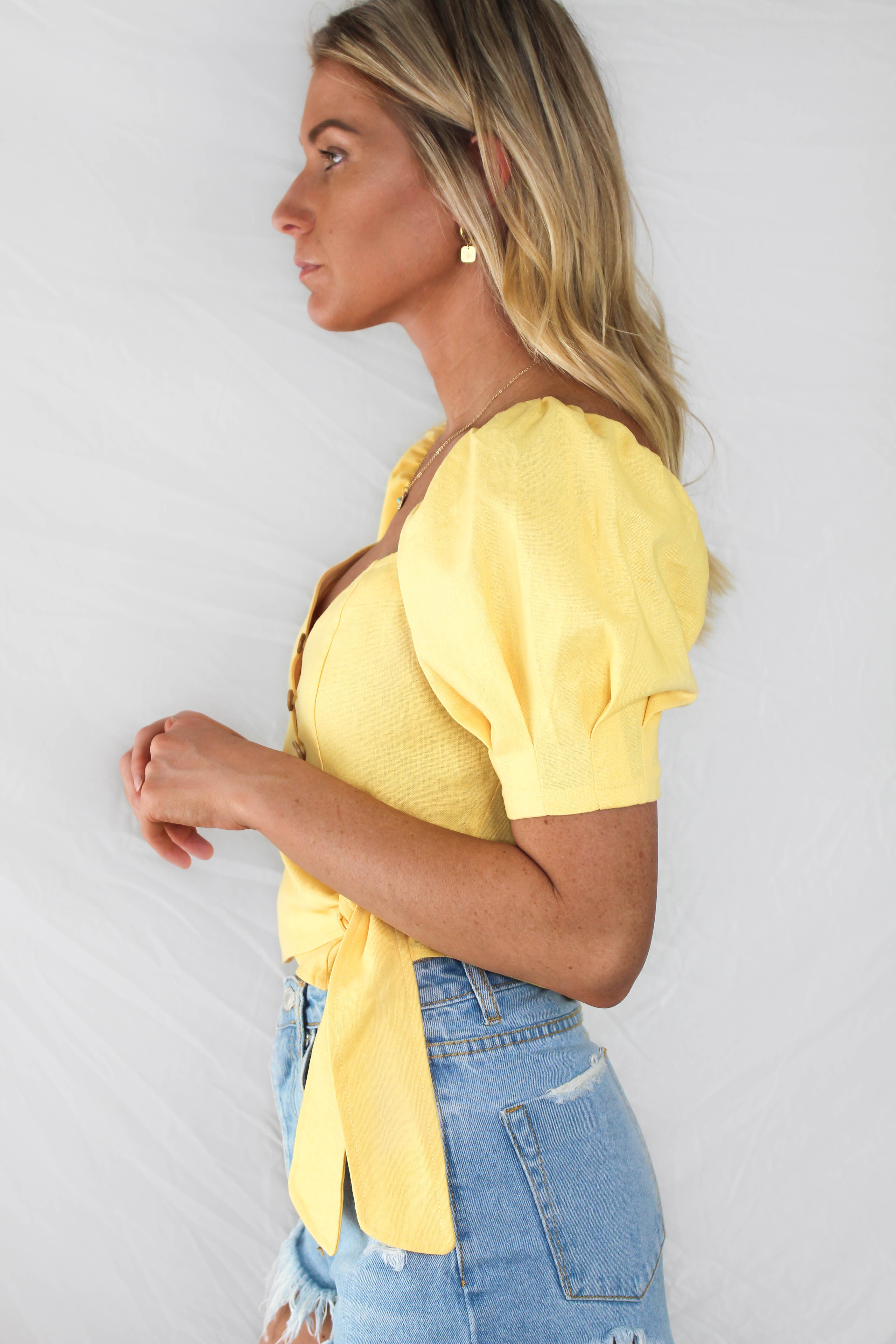 Thira Puff Sleeve Wrap Top