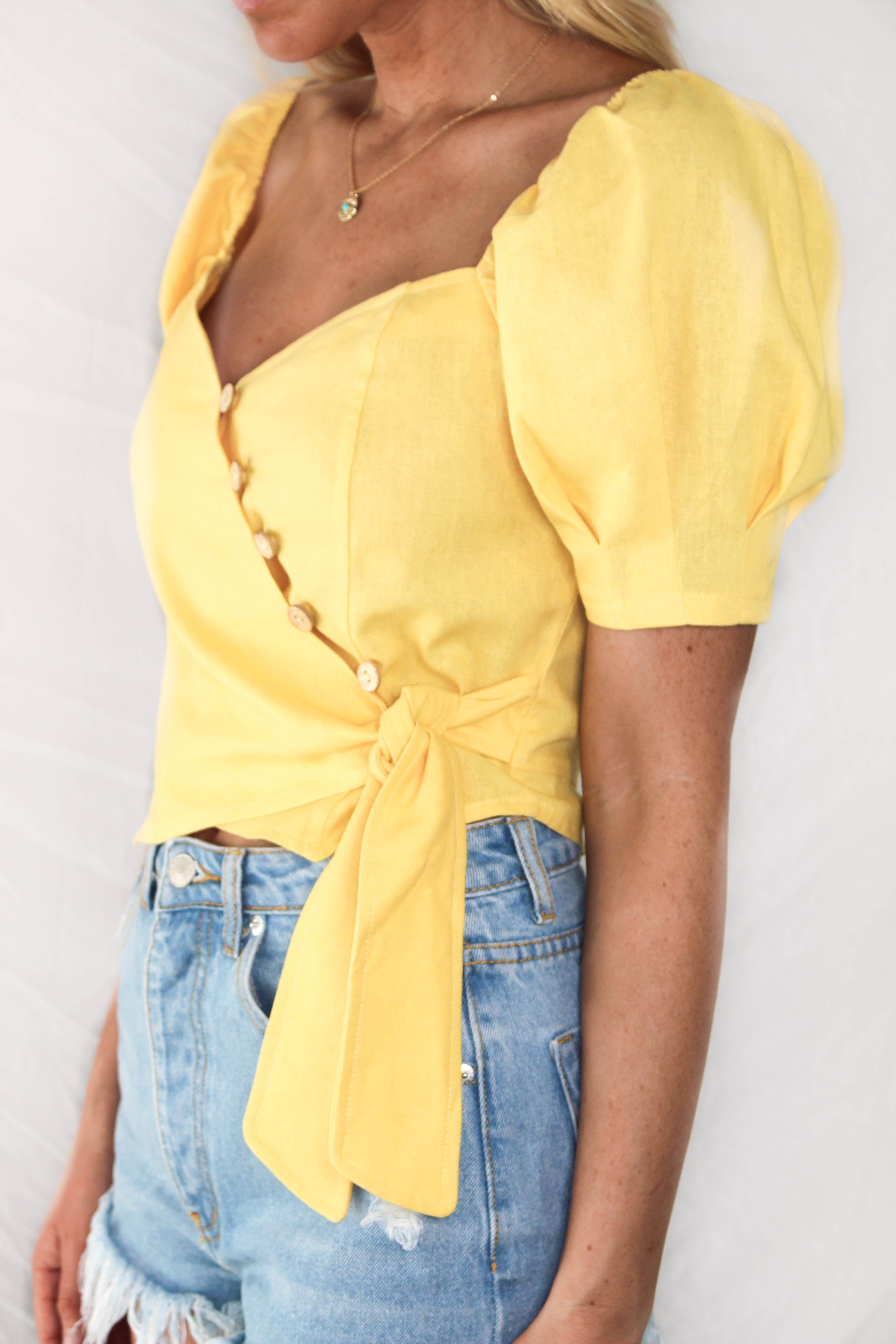 Thira Puff Sleeve Wrap Top