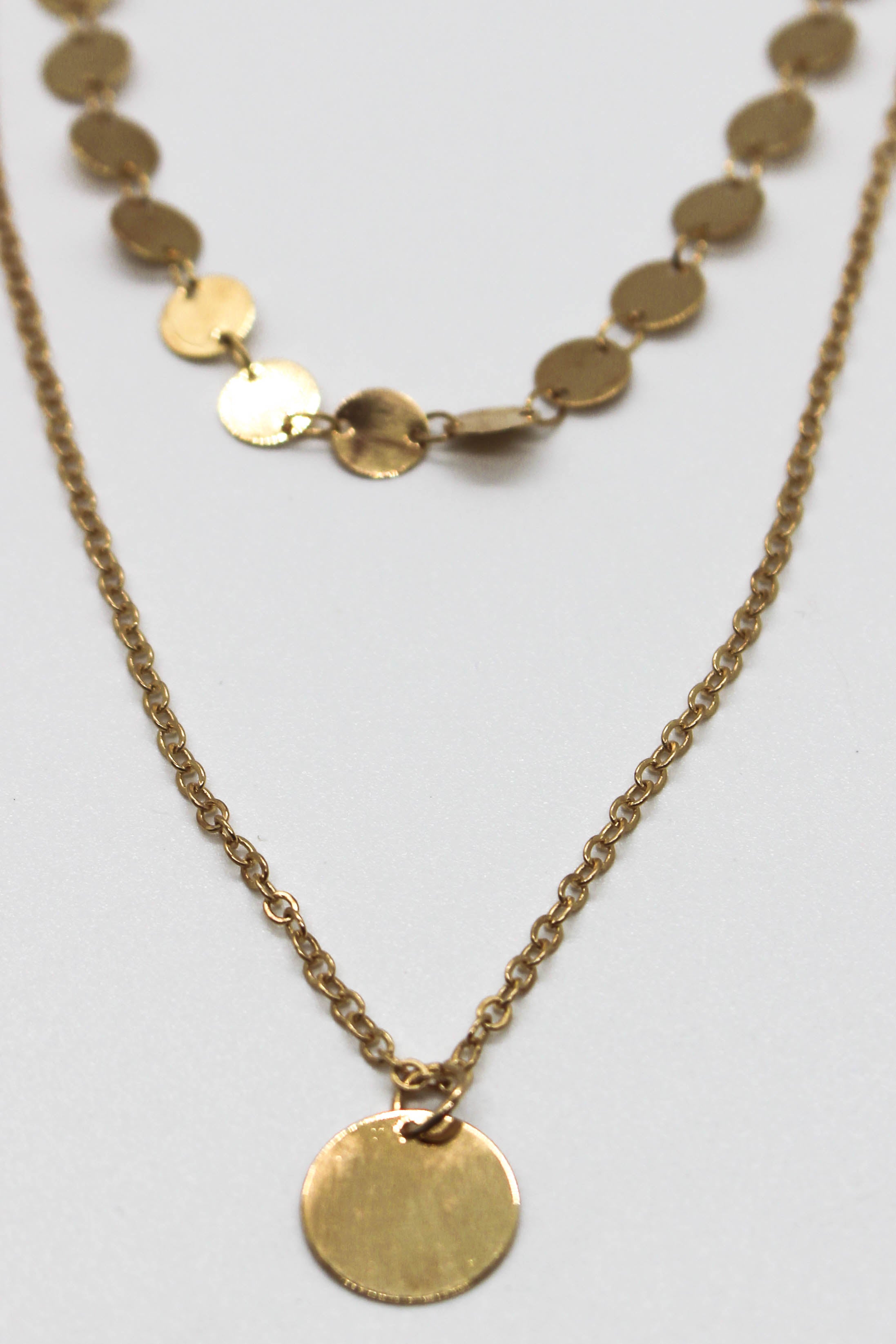 Disc Pendant Choker Set - GOLD