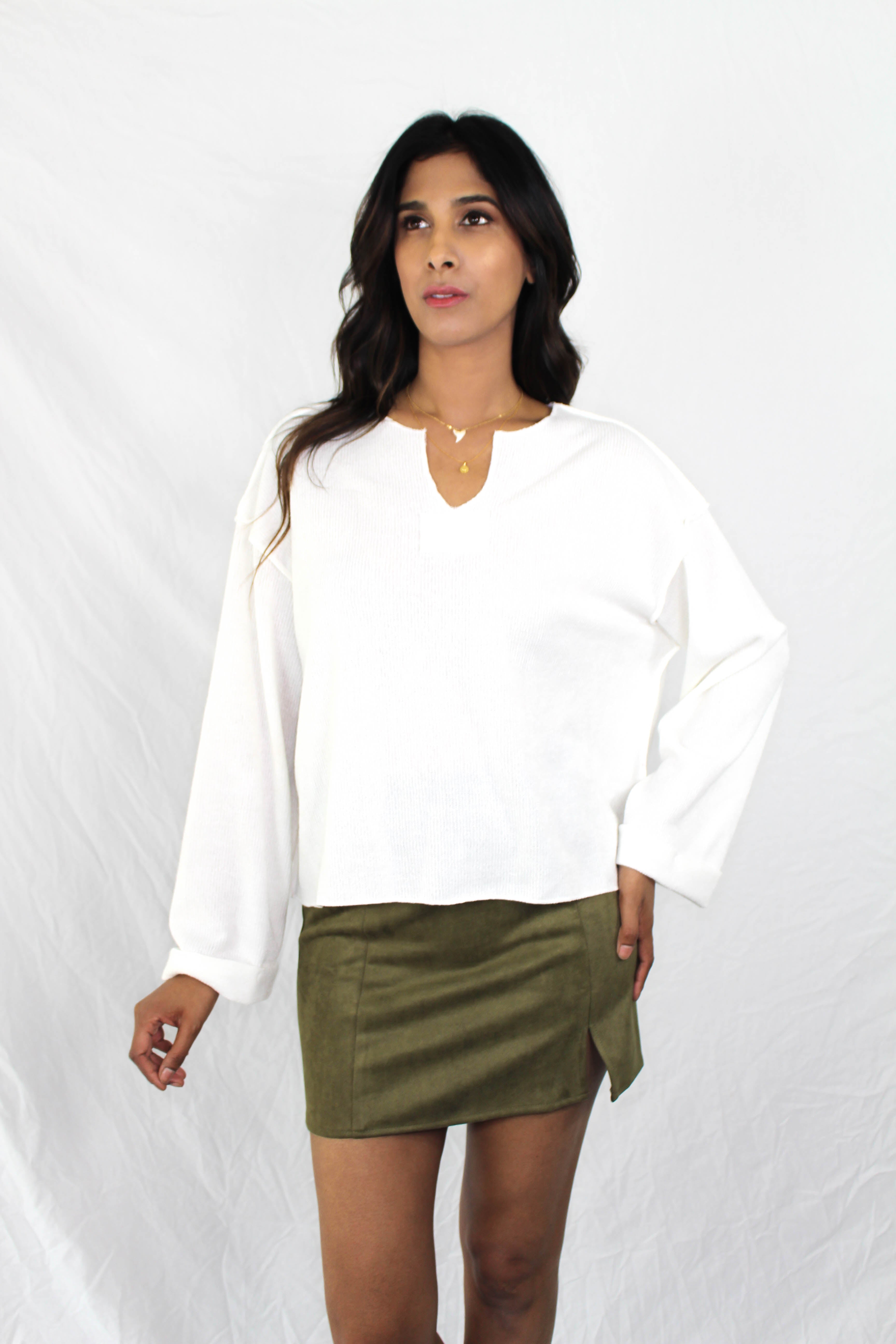 Colburn Faux Suede Skirt in Olive