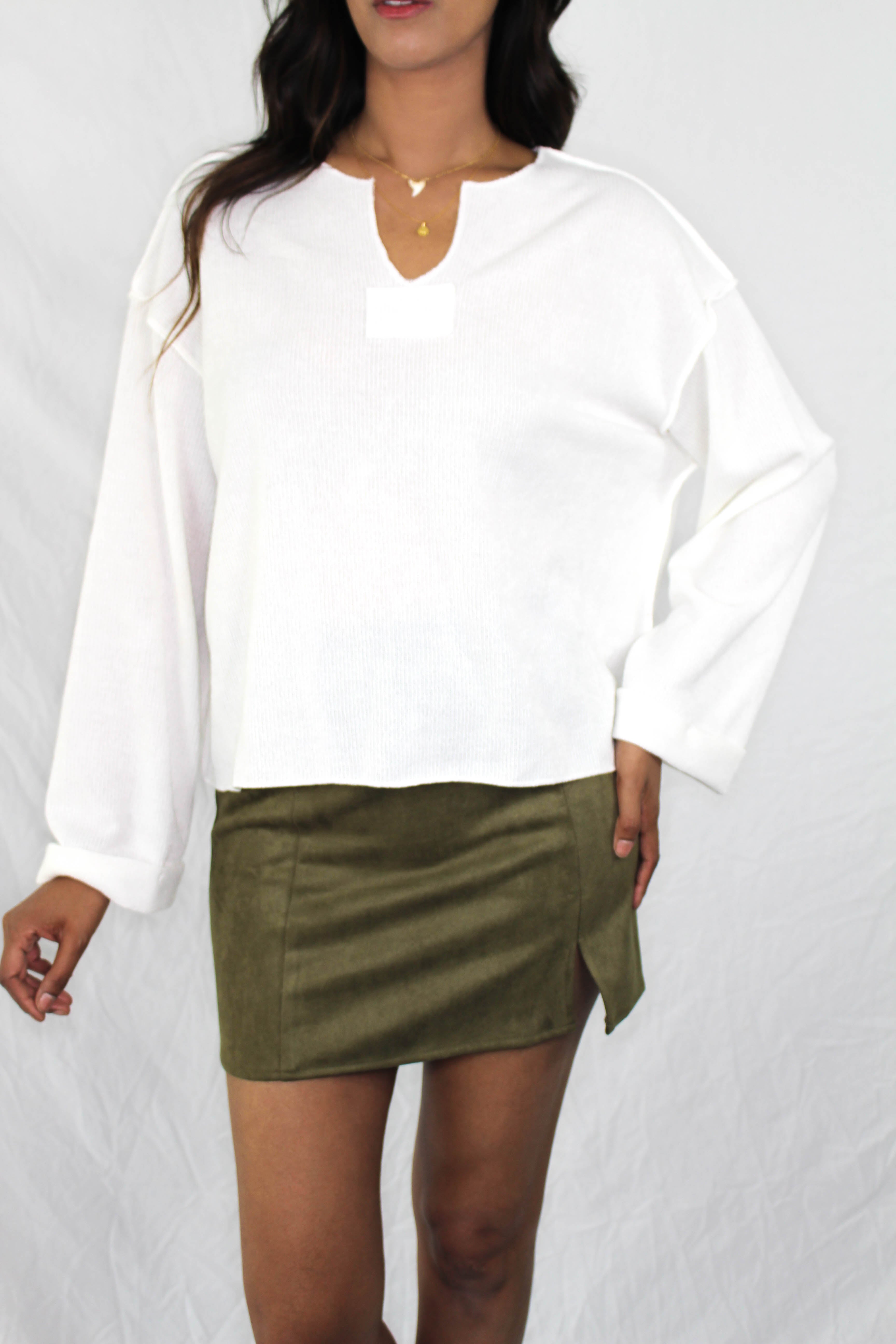 Colburn Faux Suede Skirt in Olive