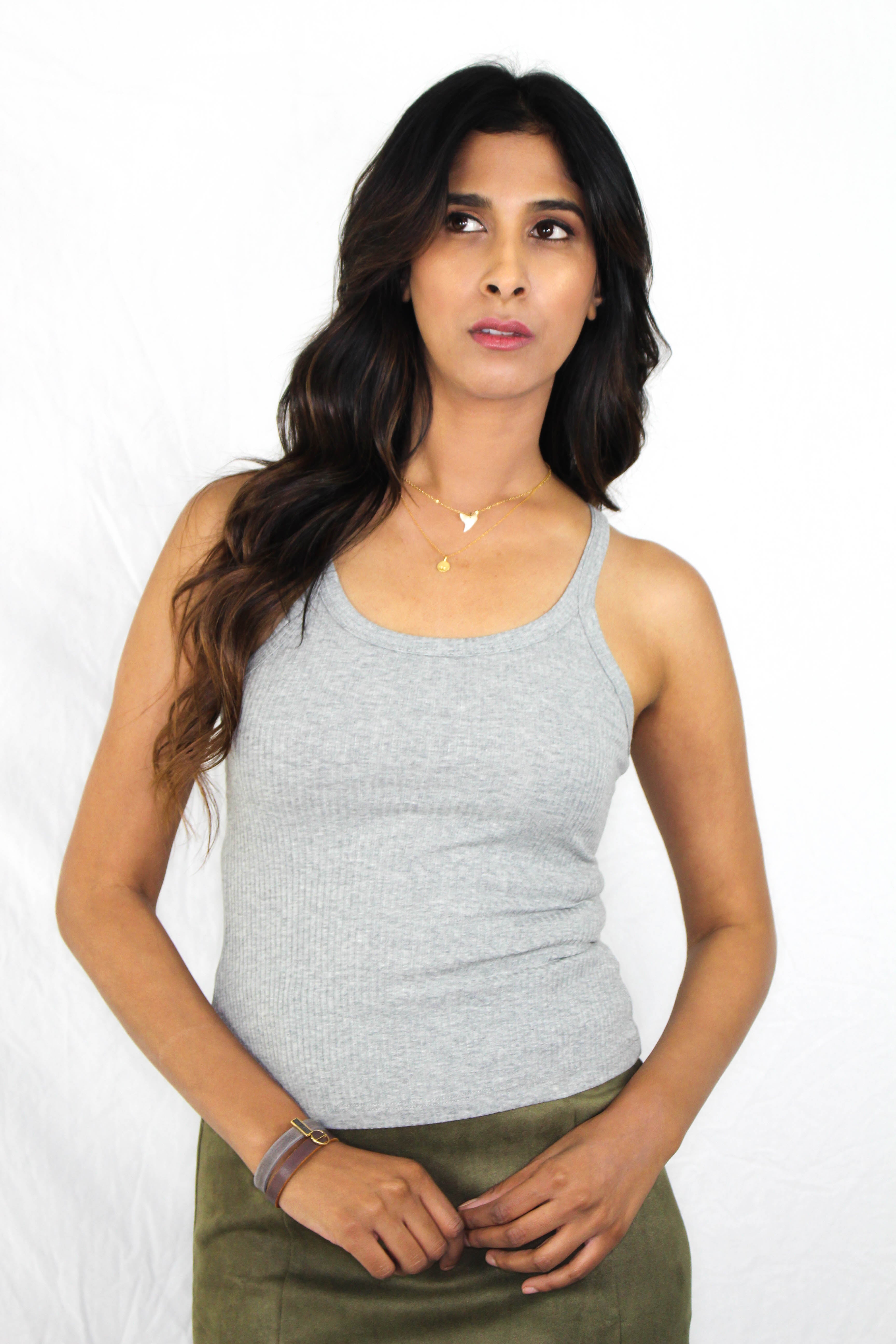 Jasper Ribbed Tank in Grey
