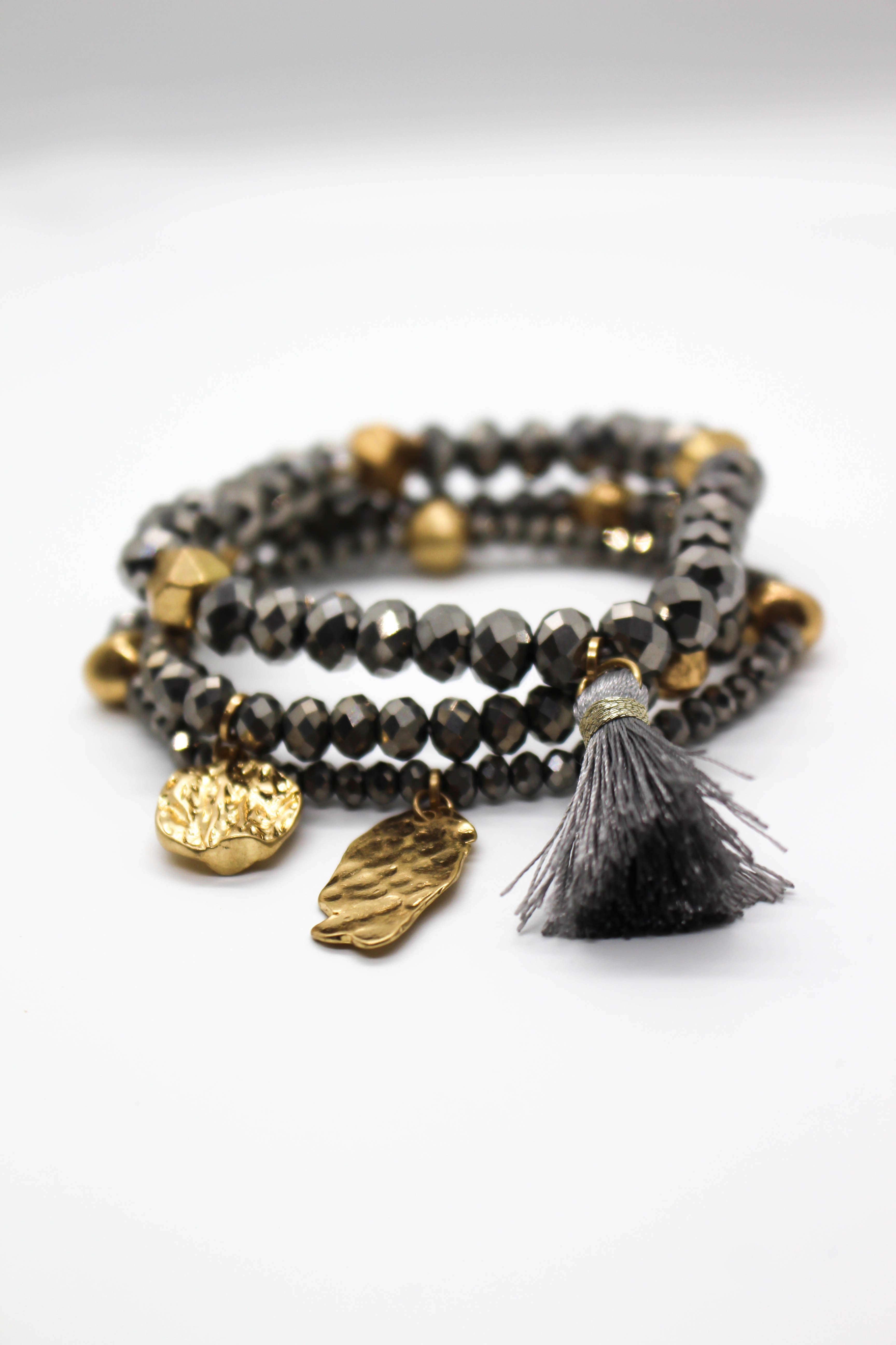 Metal Beaded Bracelet Set