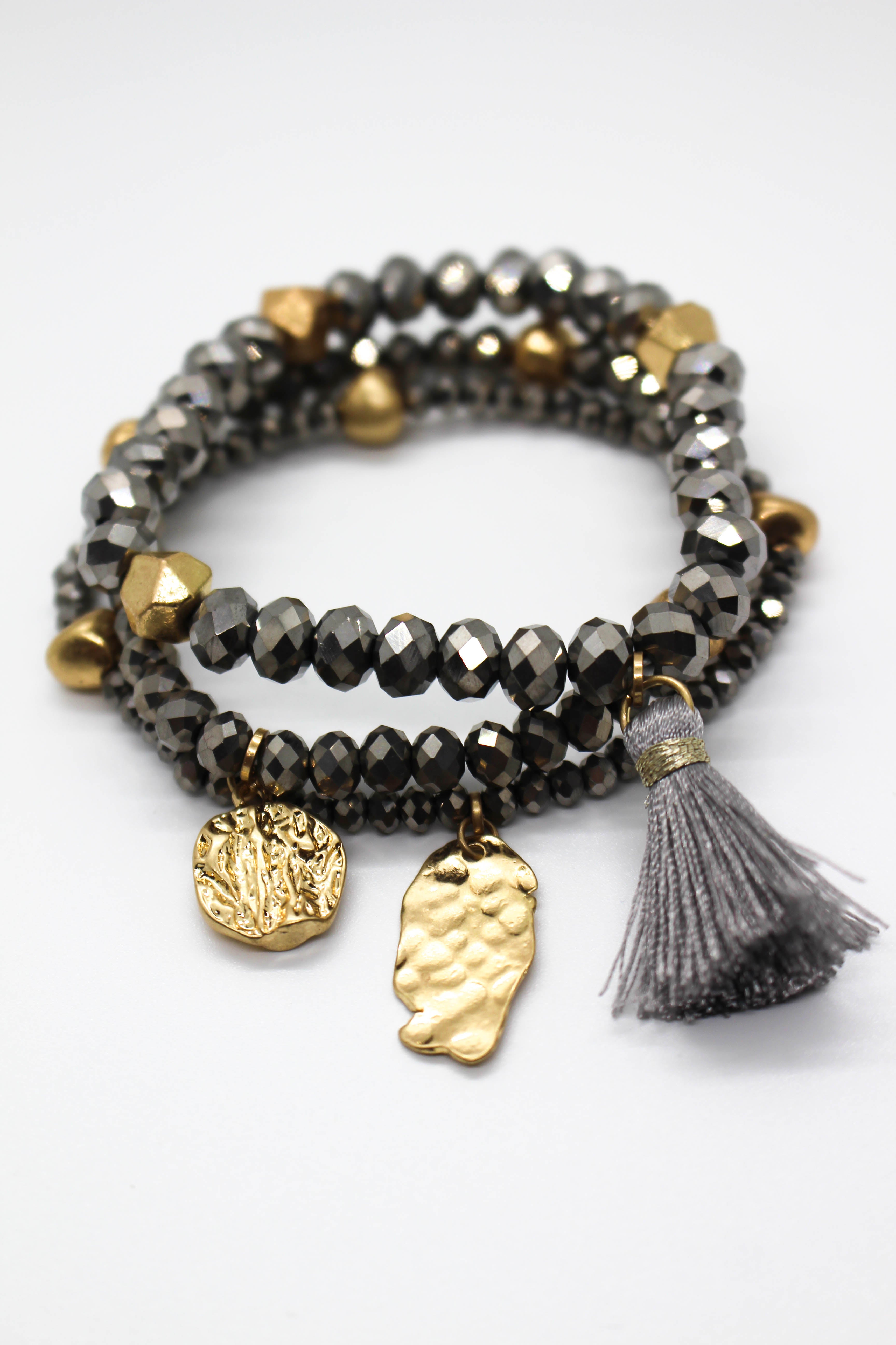 Metal Beaded Bracelet Set