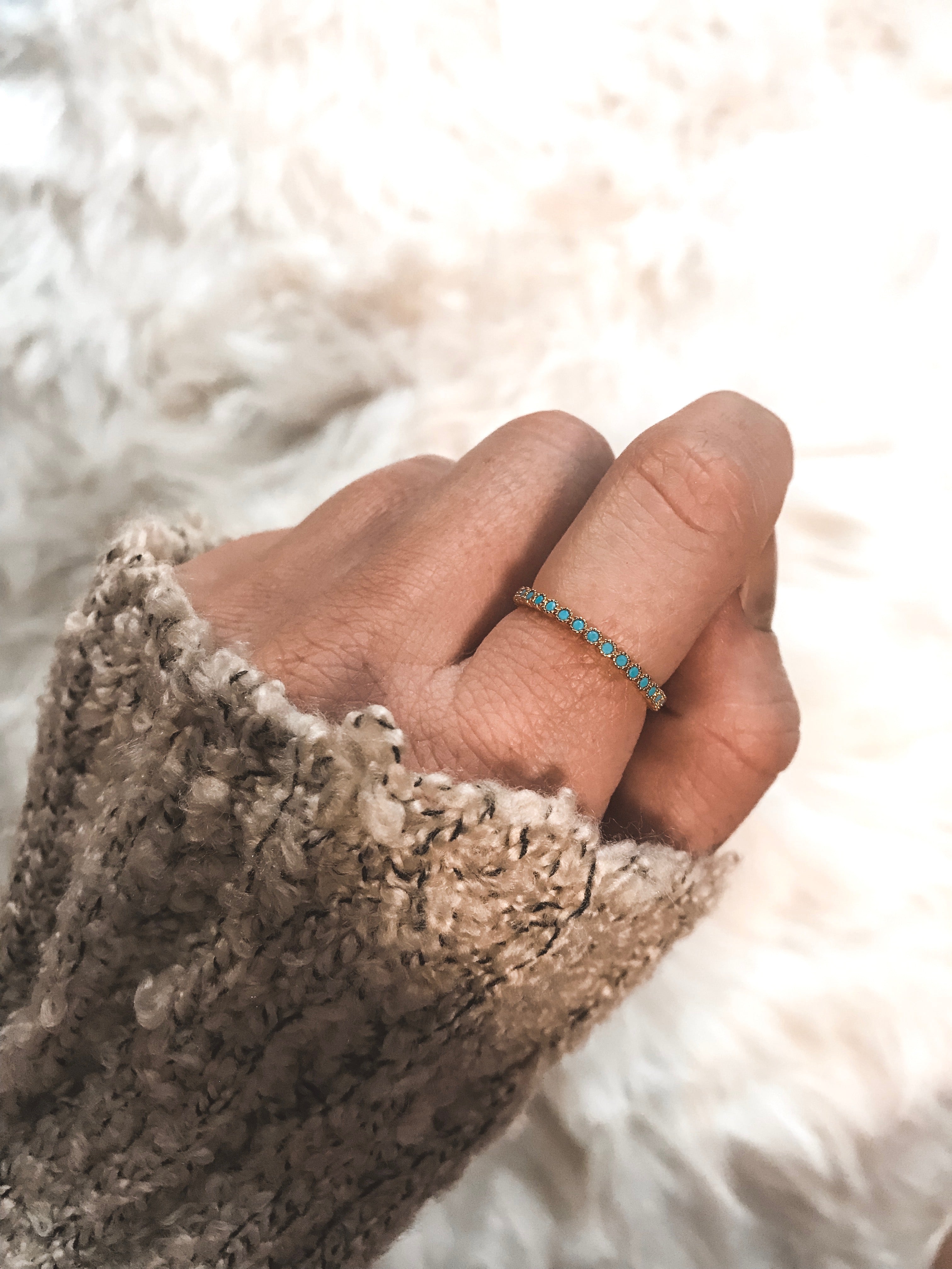 Radius Adjustable Turquoise Ring - GOLD