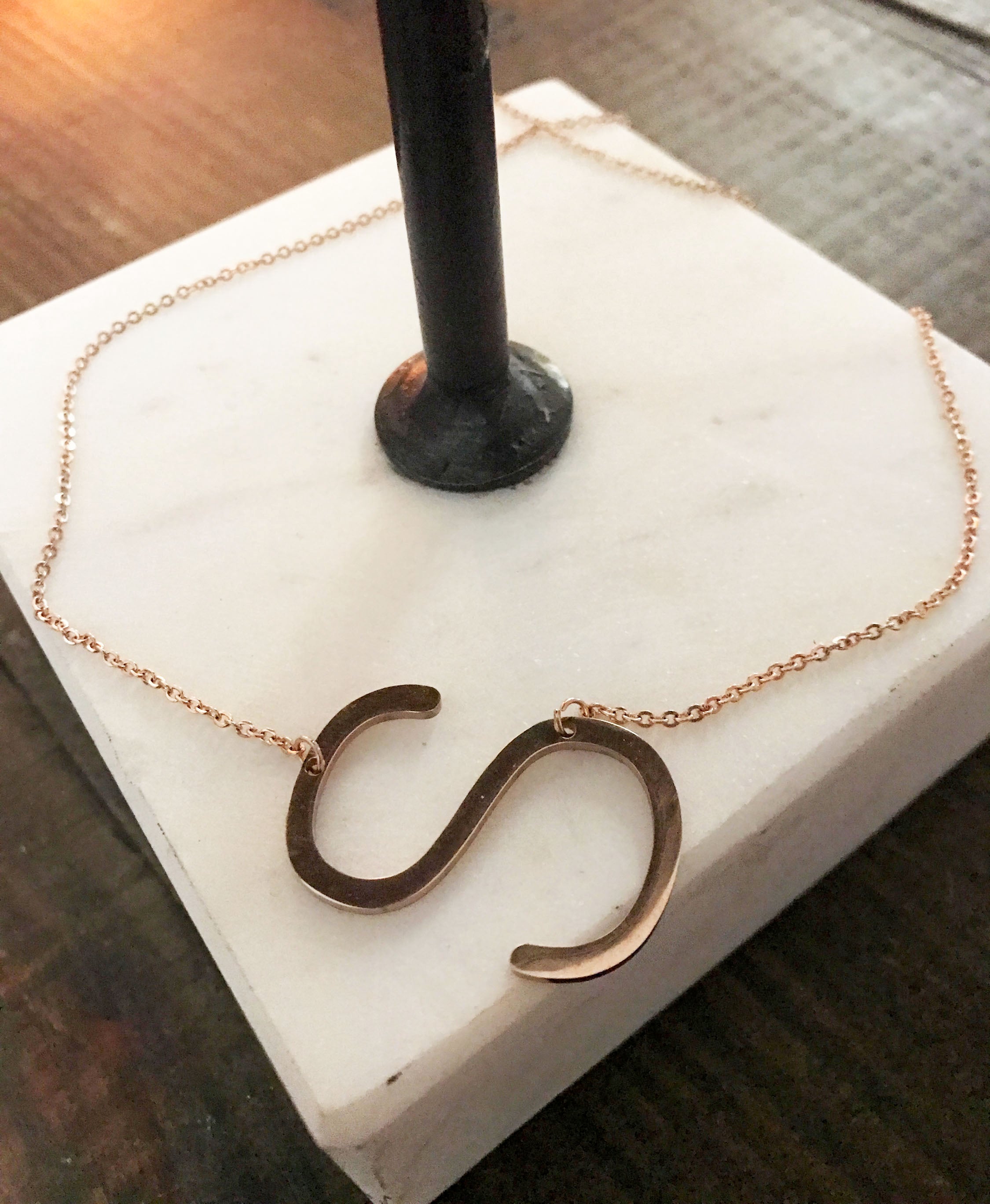 Initial Pendant Necklace - ROSE