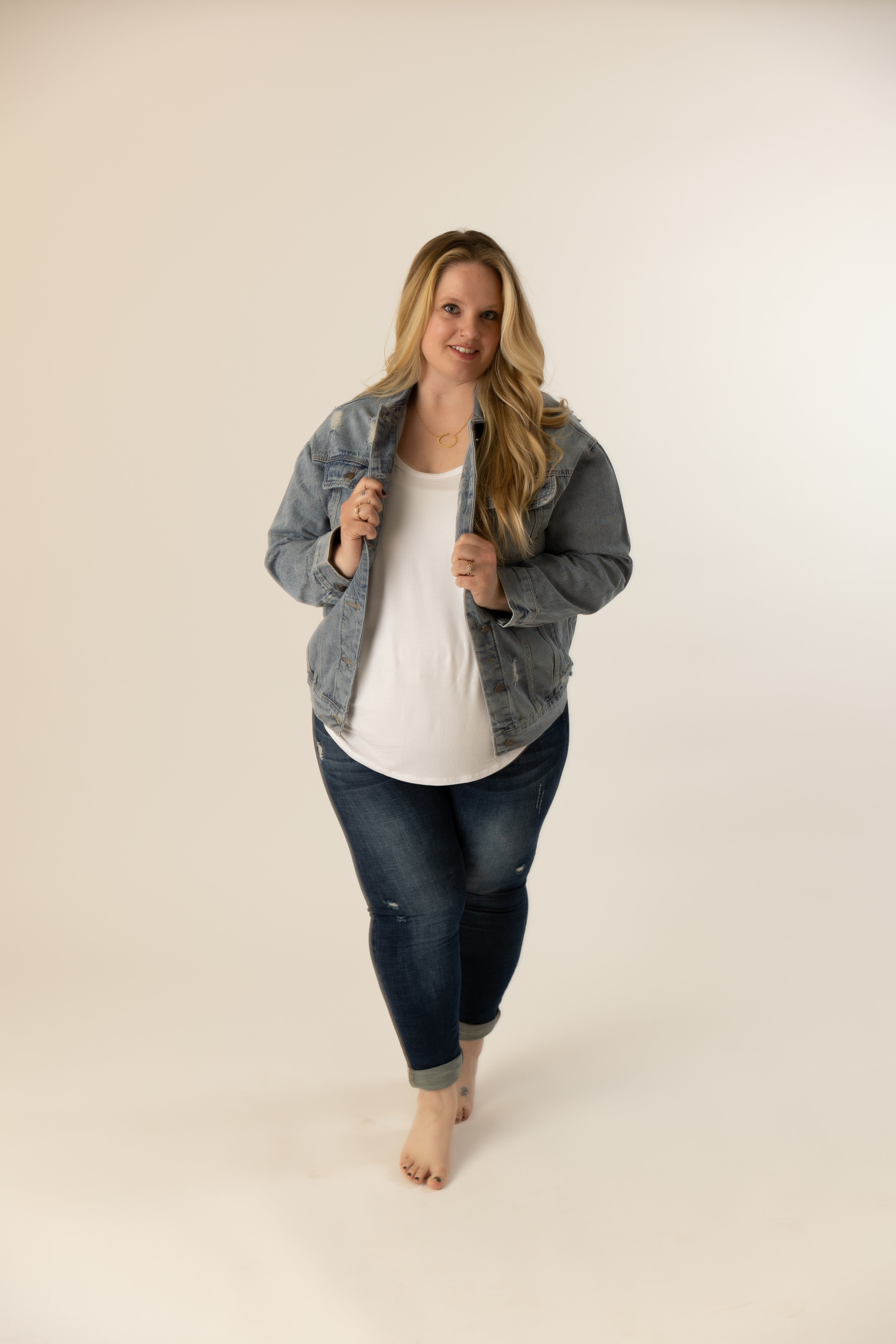Sabrina Distressed Denim Jacket Curvy