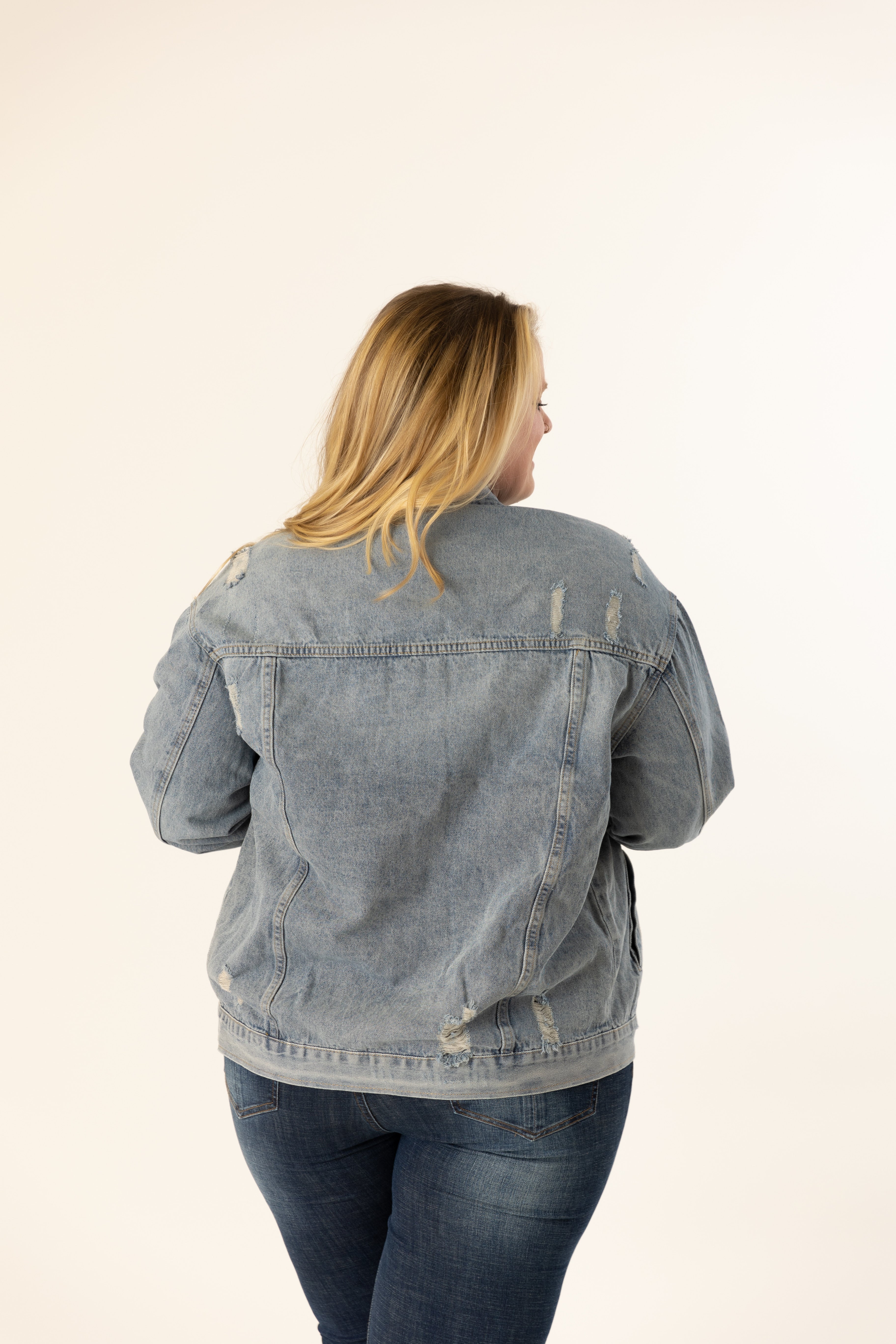 Sabrina Distressed Denim Jacket Curvy