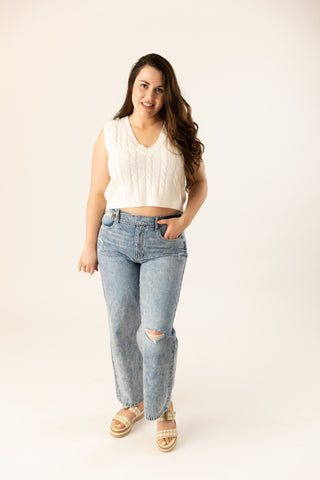 Mesa Side Piping Wide Leg Crop Jeans