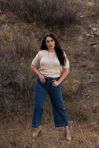 Mesa Side Piping Wide Leg Crop Jeans