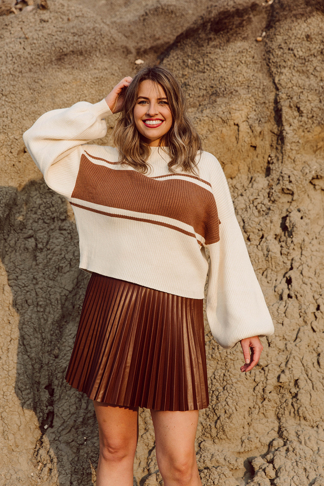 Charley Striped Mock Neck Sweater