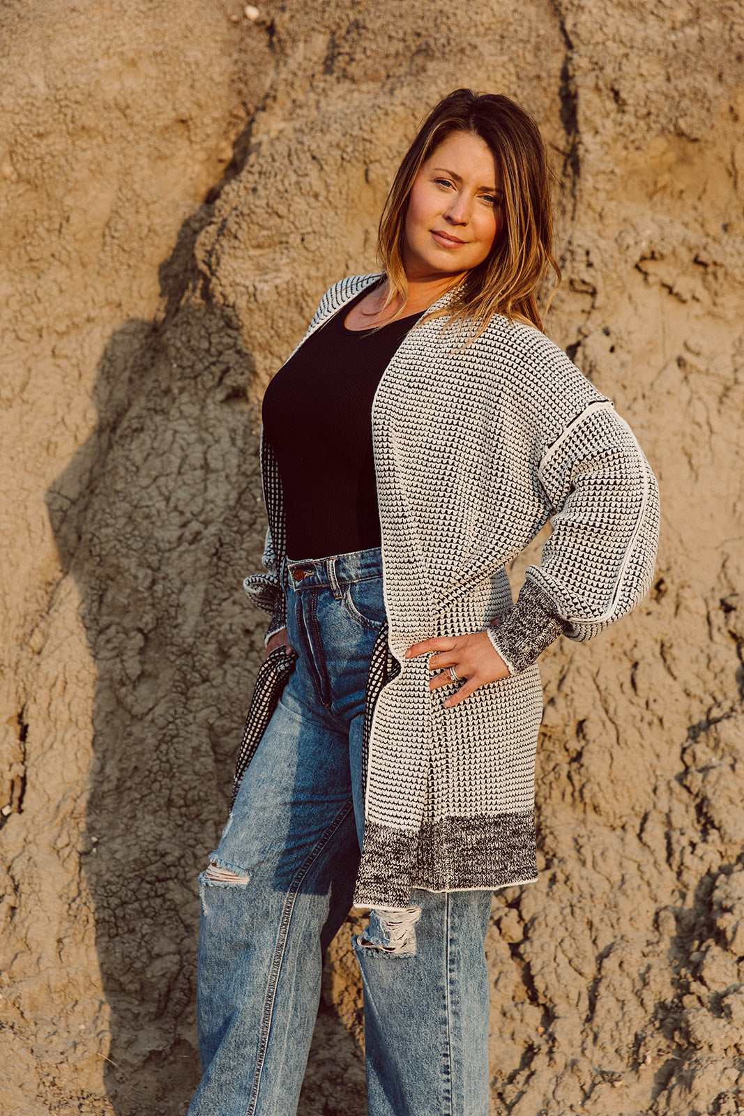 Nathalia Charcoal Long Sleeve Cardigan