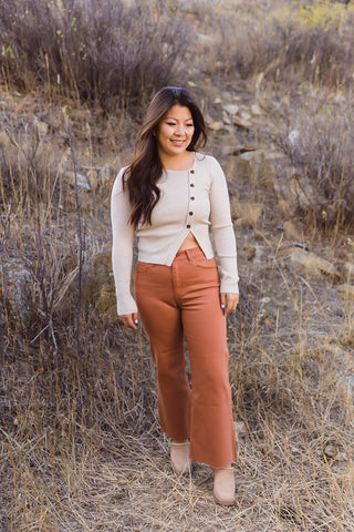 Mesa Side Piping Wide Leg Crop Jeans