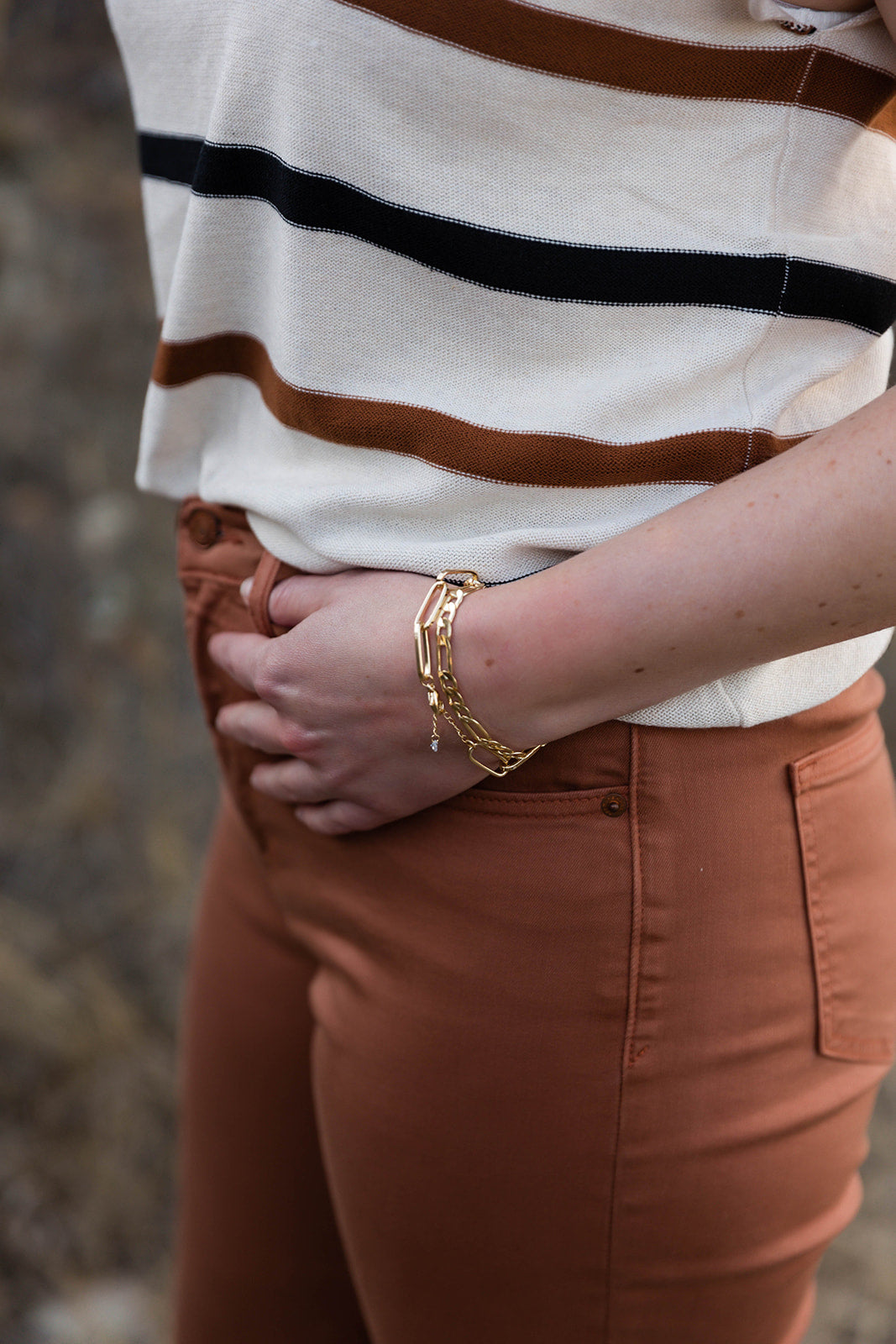 Gold Small Double Chain Bracelet
